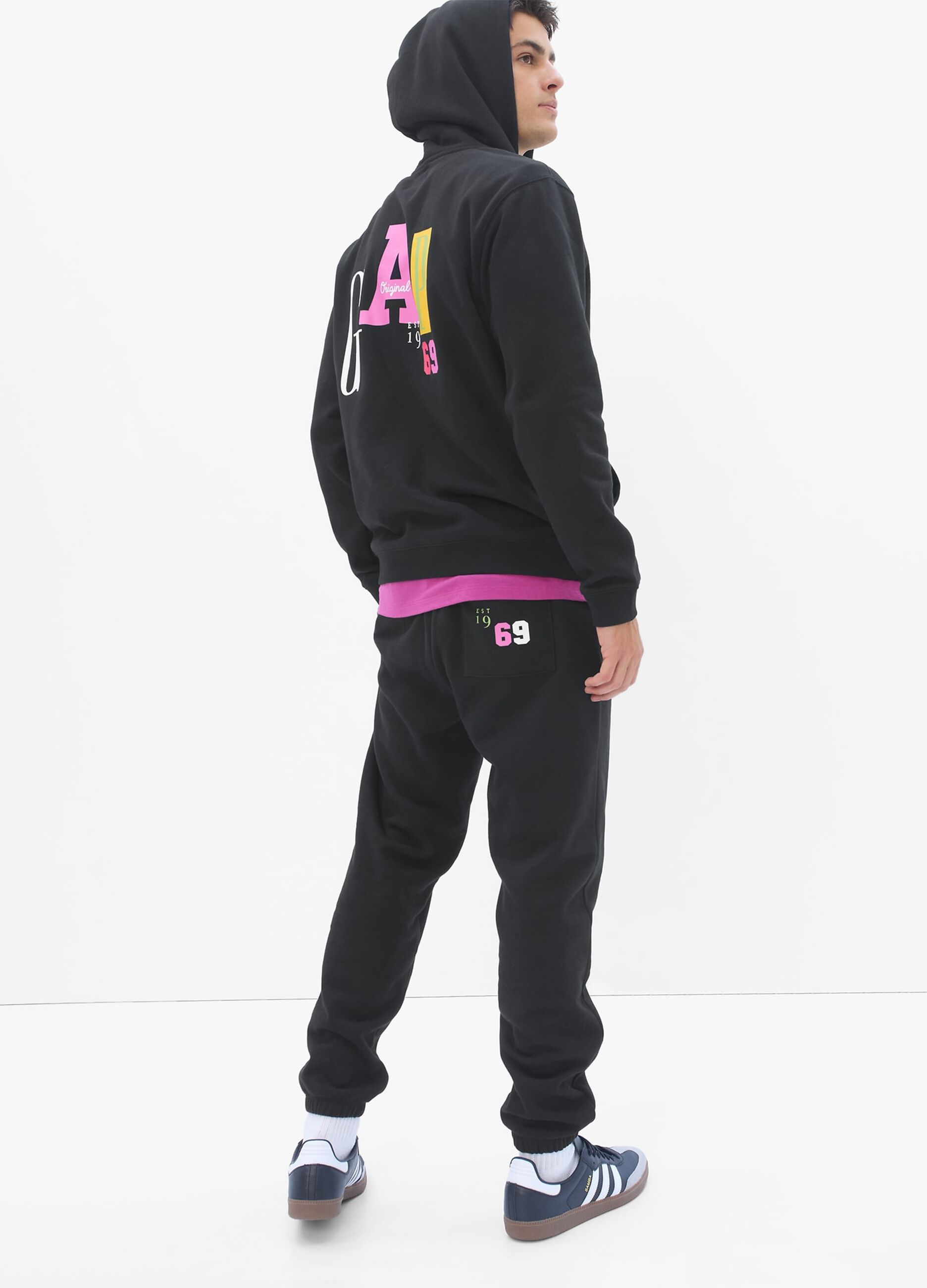 Plush joggers with multicoloured logo print_1