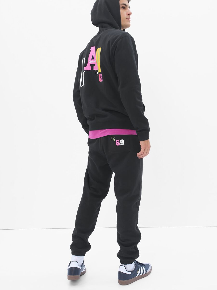 Plush joggers with multicoloured logo print Man_1