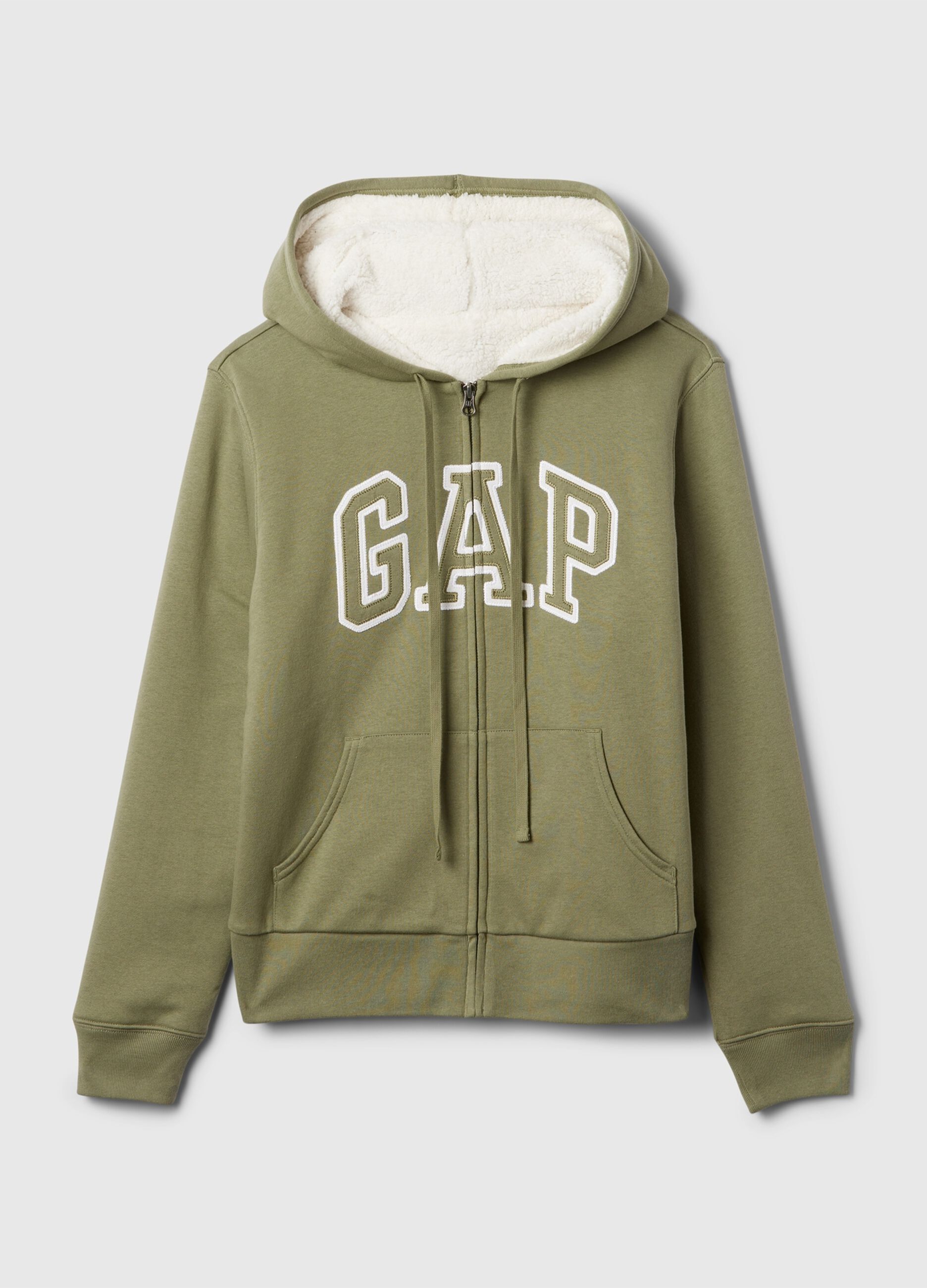 Full-zip sweatshirt with sherpa lining and logo embroidery_3