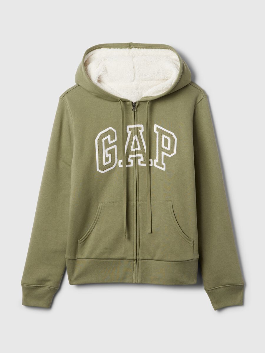 Full-zip con interno in sherpa e ricamo logo Donna_3