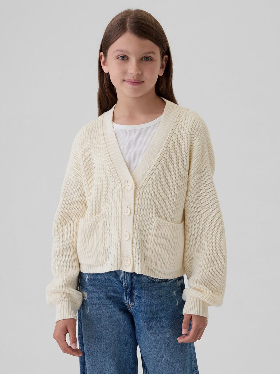 Cardigan crop a coste inglesi Bambina_0