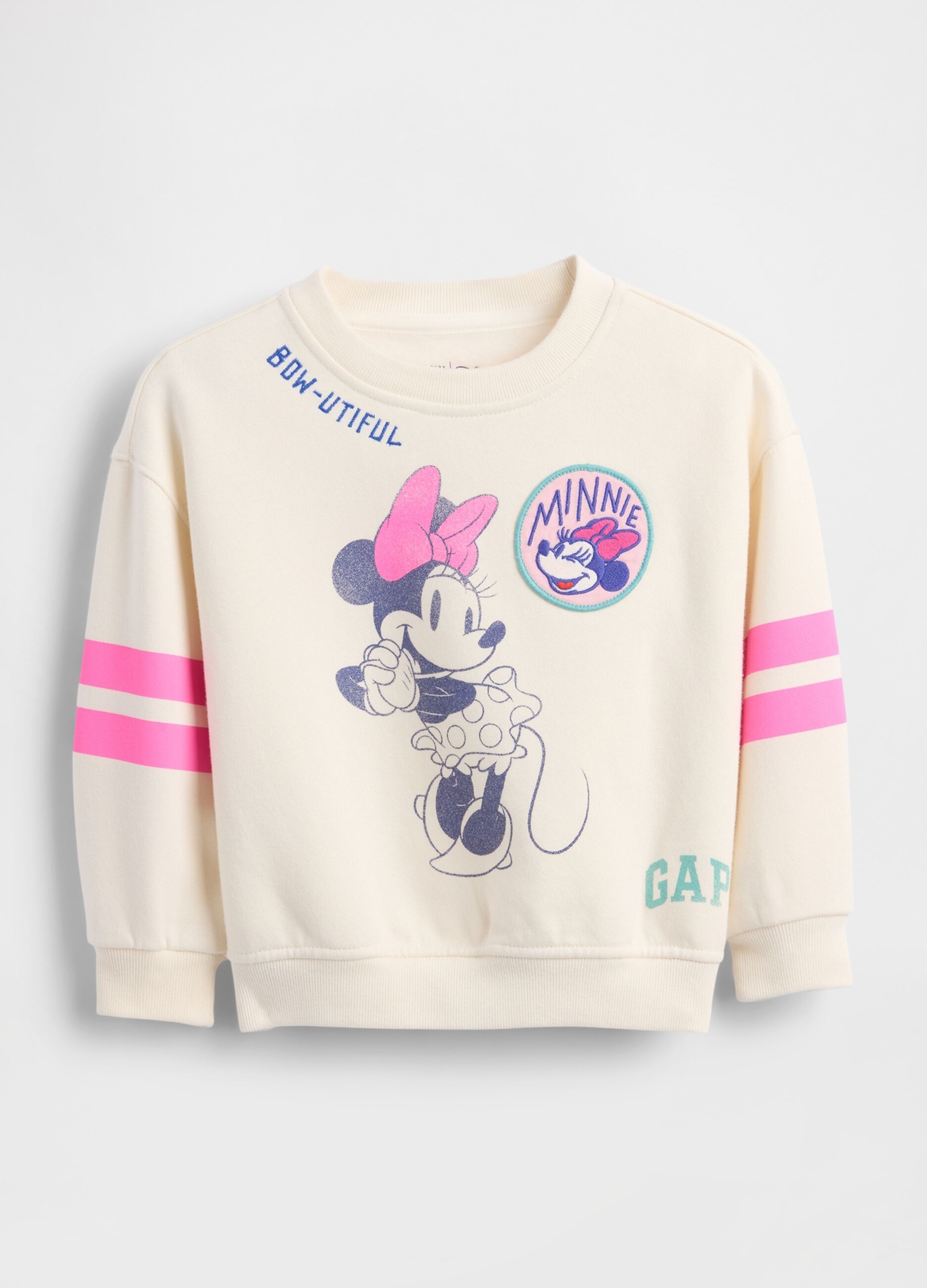 Felpa beige in cotone con stampa Minnie