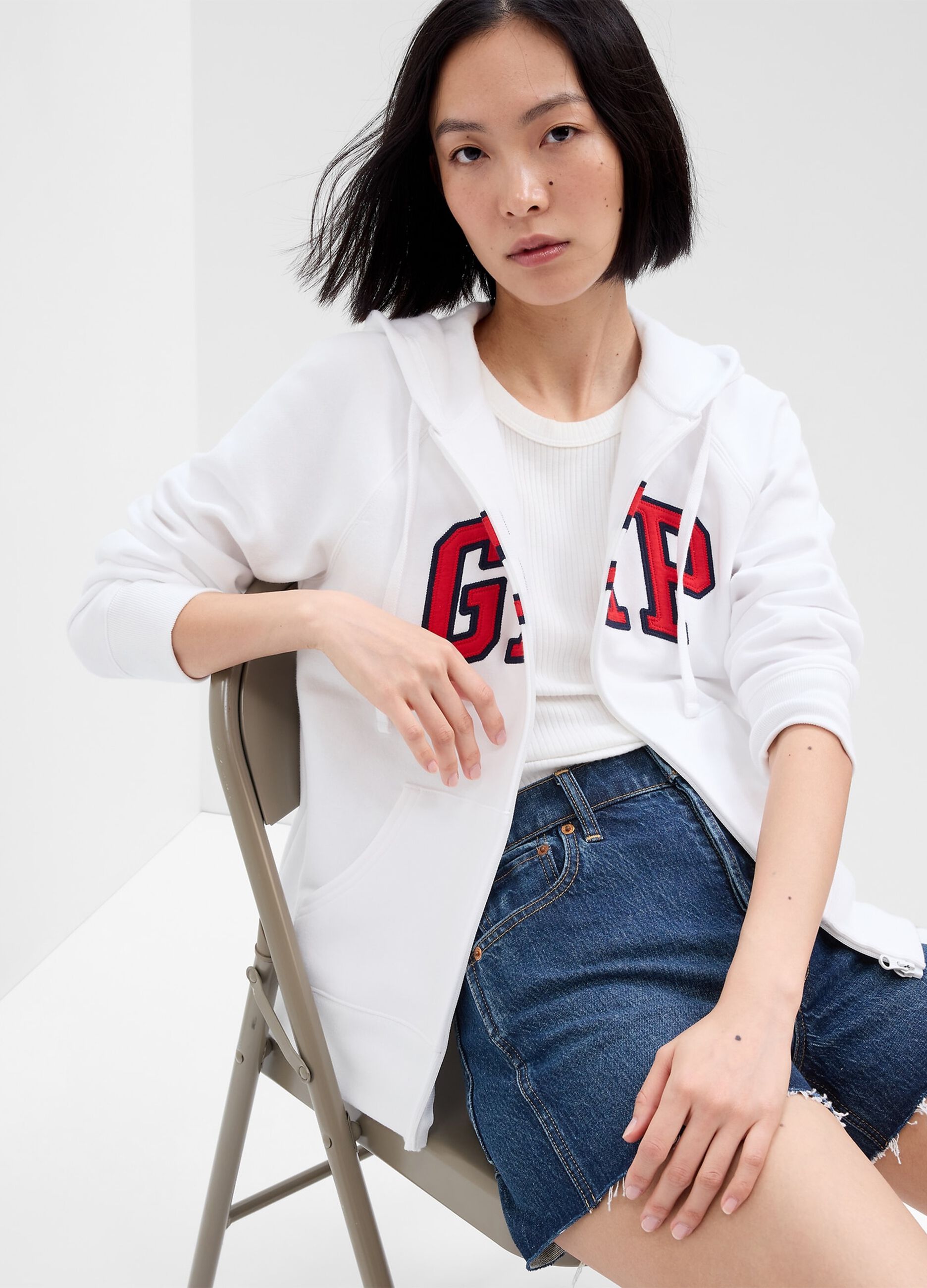 Full-zip con cappuccio ricamo logo