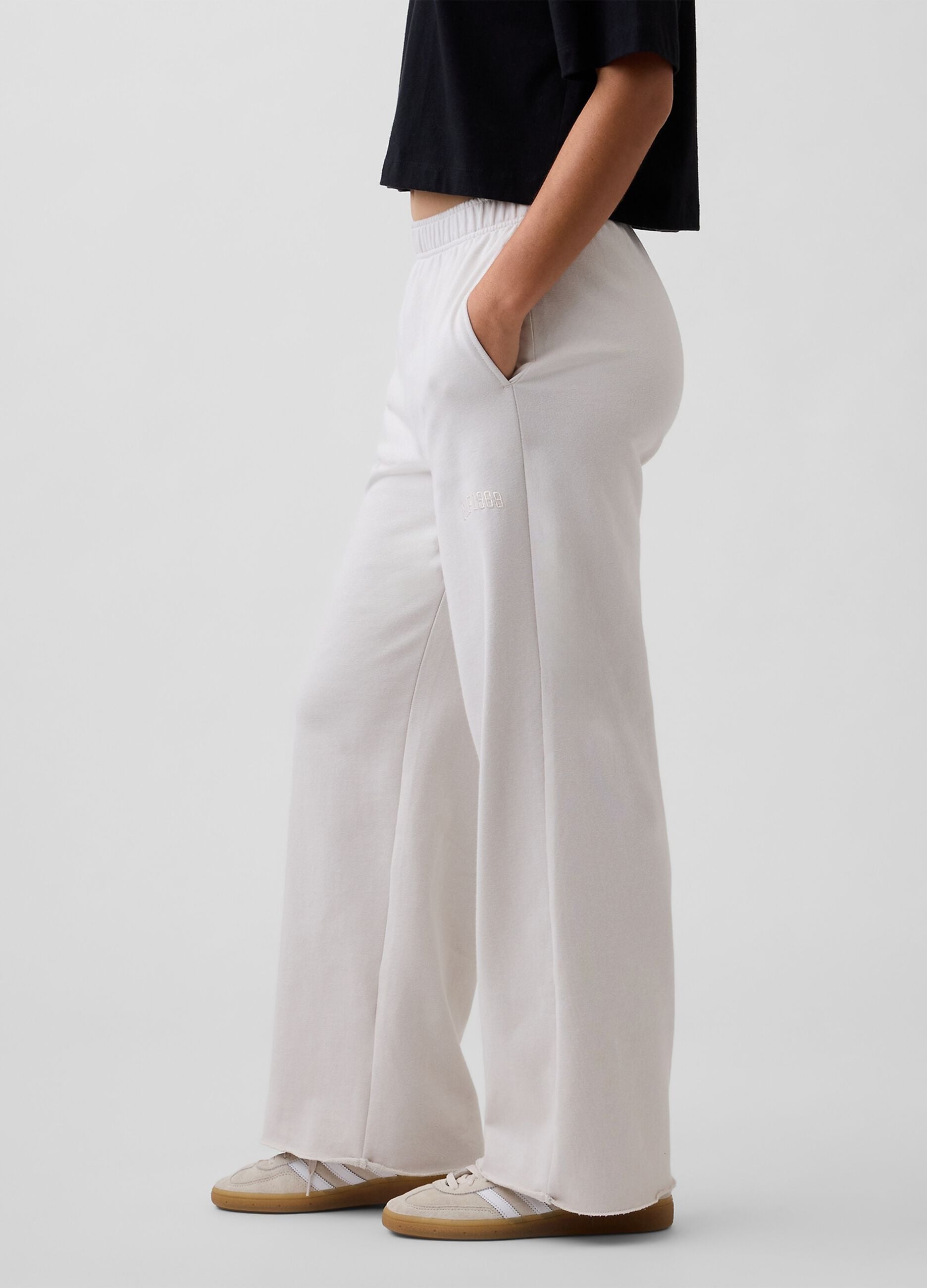 Pantaloni wide leg in misto cotone