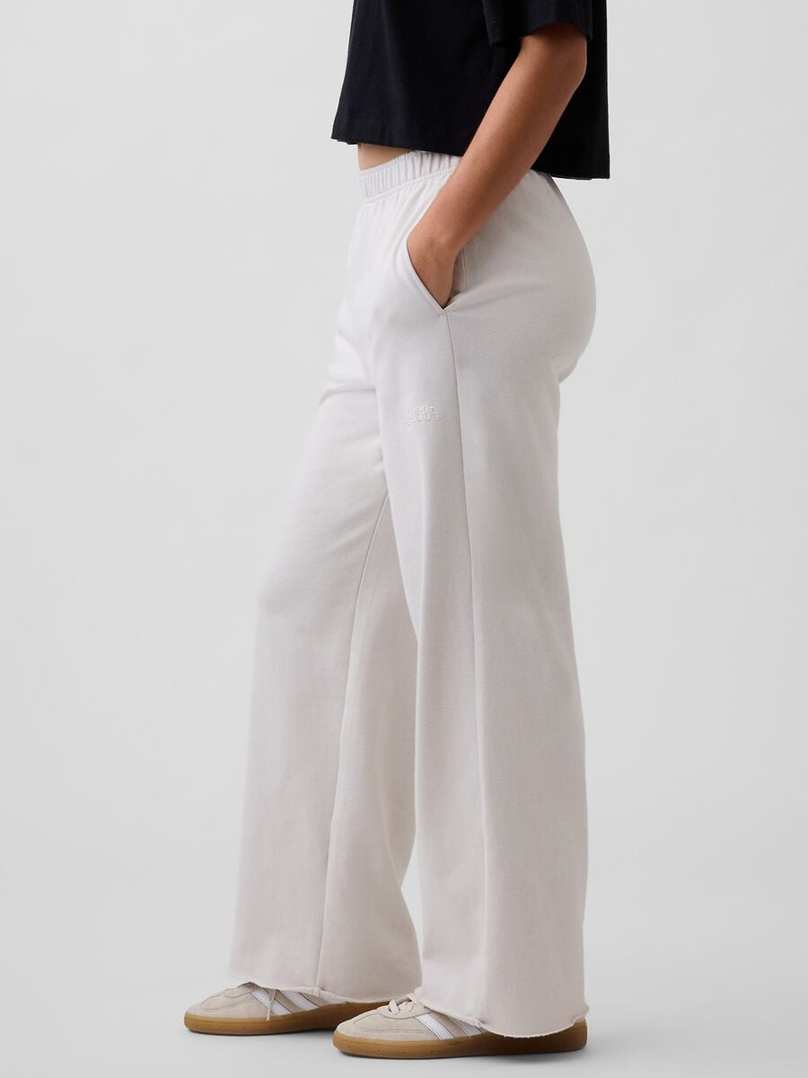 Pantaloni wide leg in misto cotone Donna_3