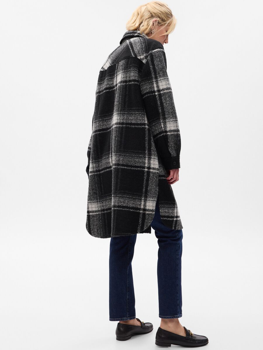 Long shacket with check pattern Woman_1
