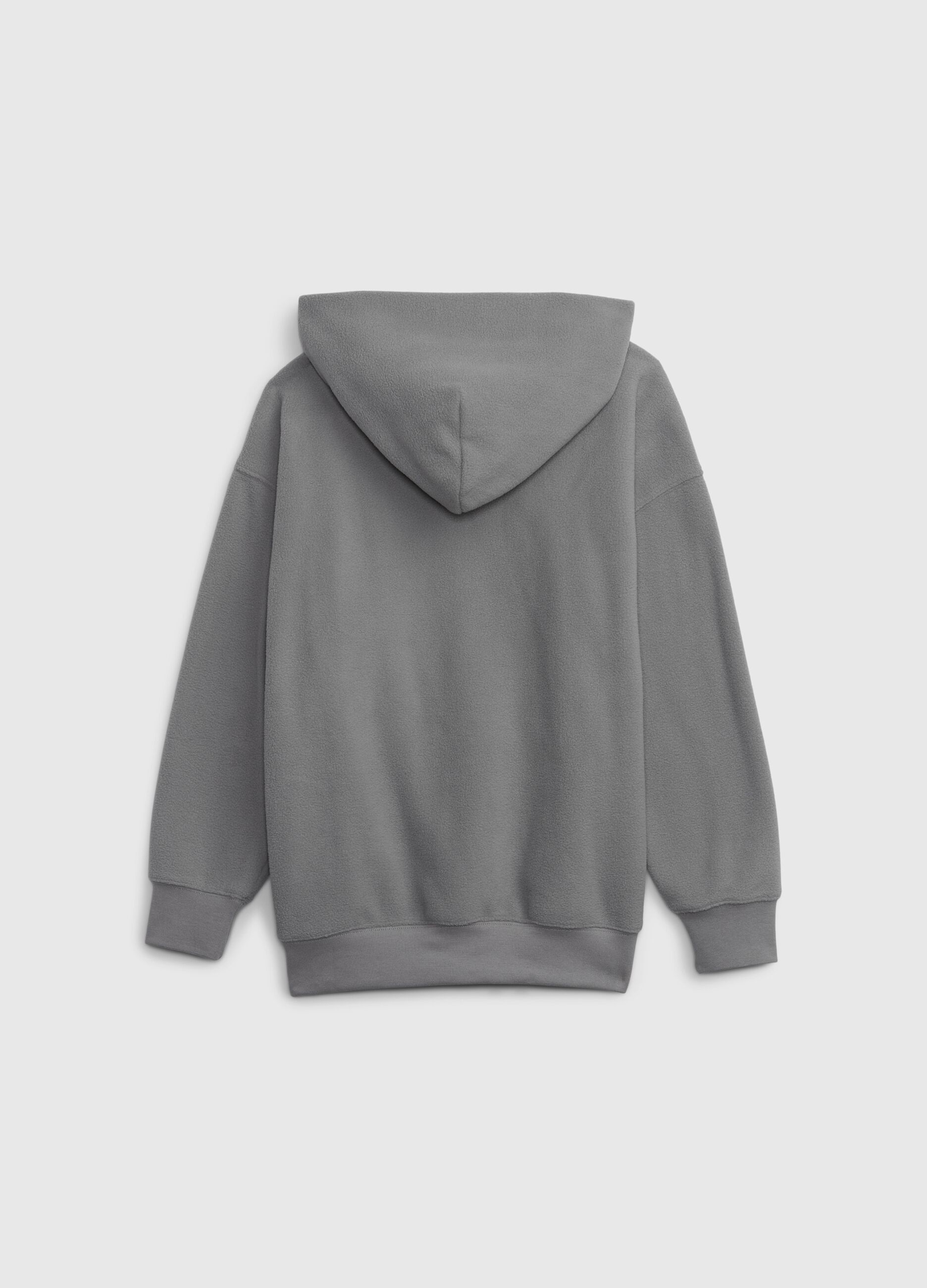 Fleece sweatshirt with hood and mini logo embroidery_1