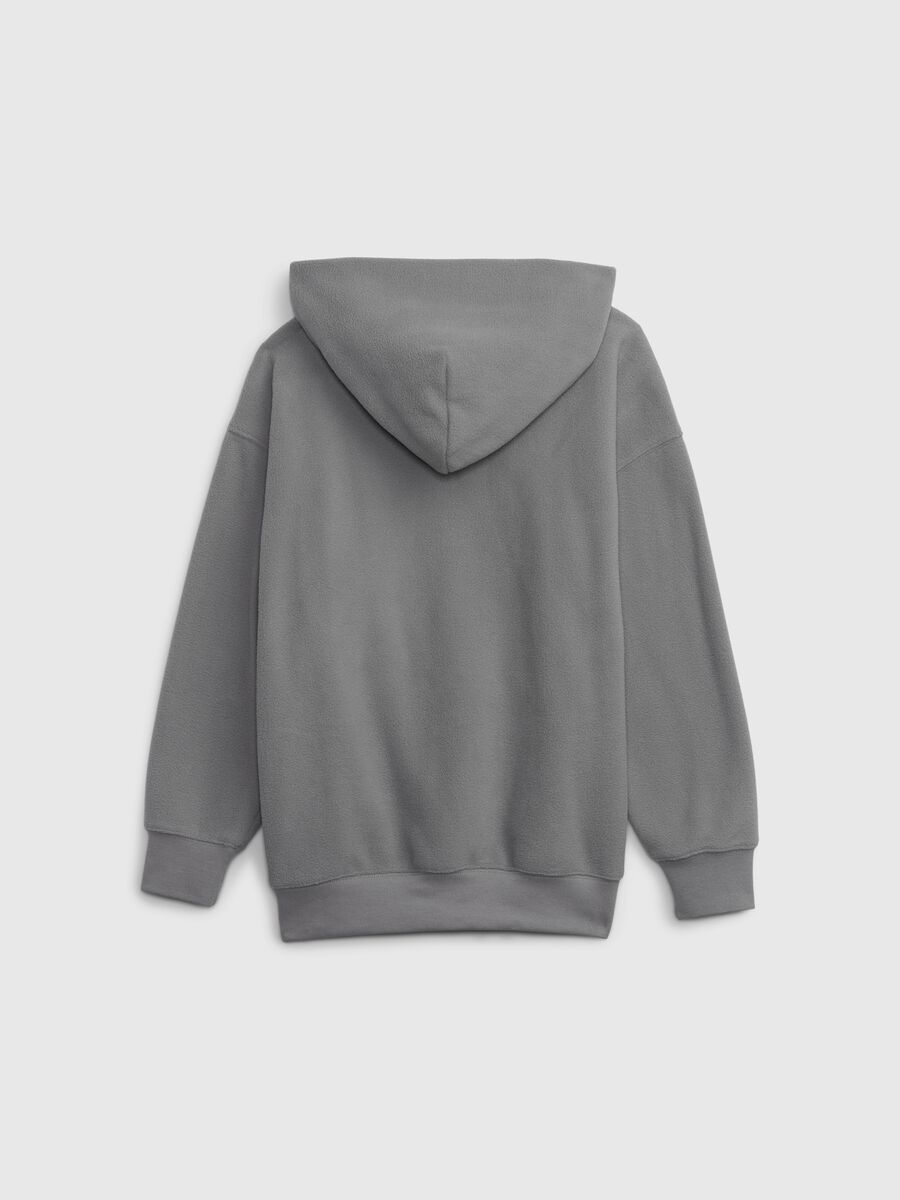 Fleece sweatshirt with hood and mini logo embroidery Boy_1