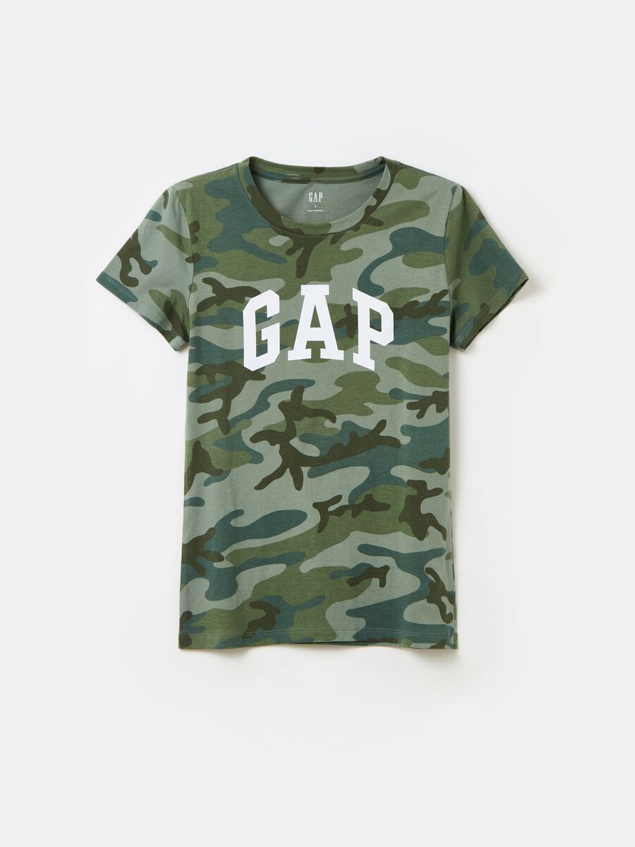 Camouflage T-shirt with logo print Woman_0