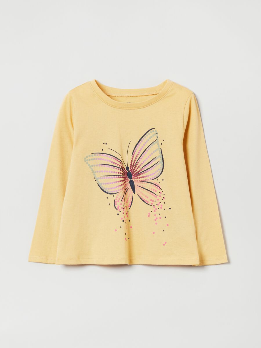 T-shirt a maniche lunghe stampa farfalla Neonato_0