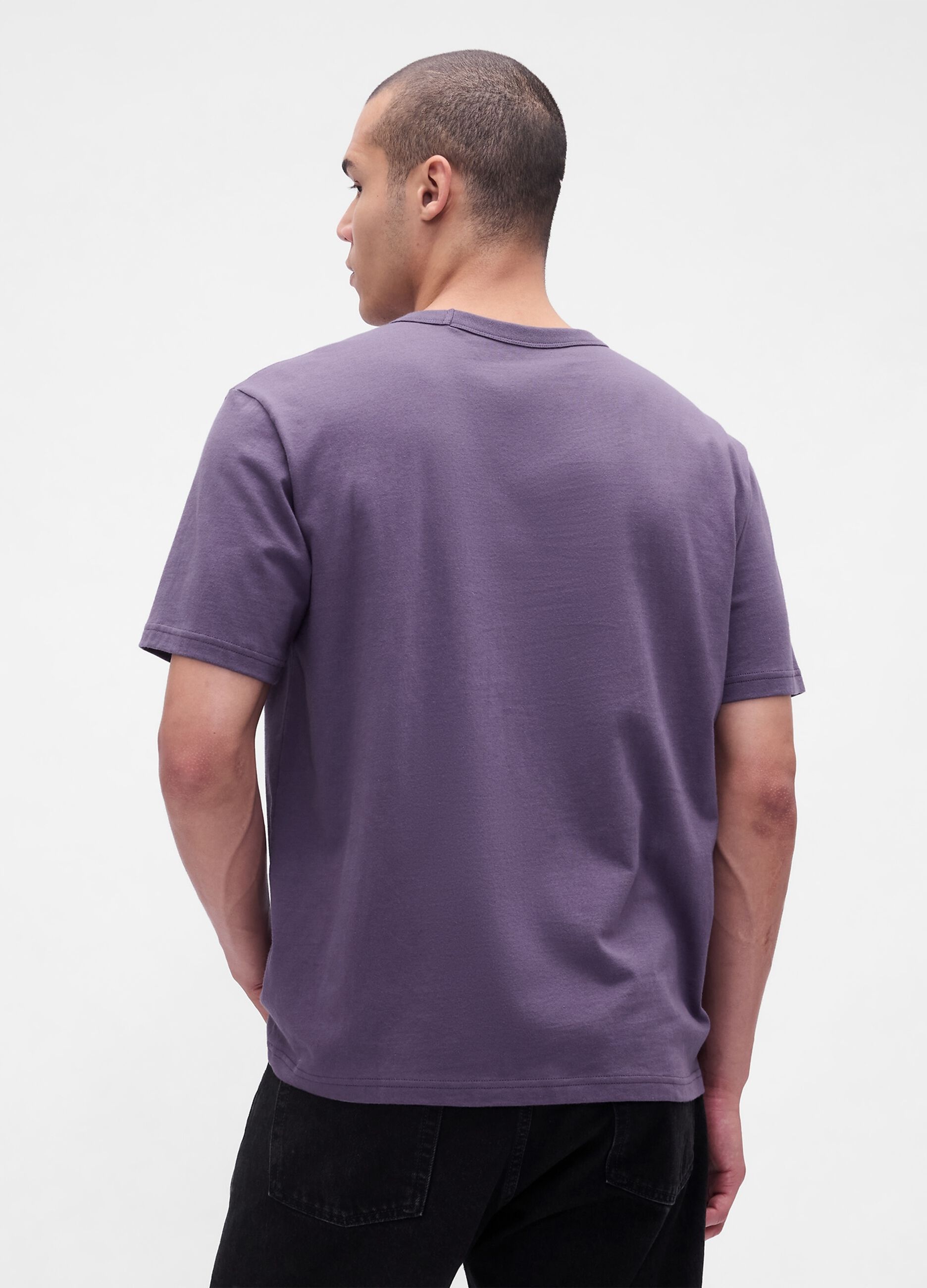 T-shirt viola a maniche corte in cotone_1