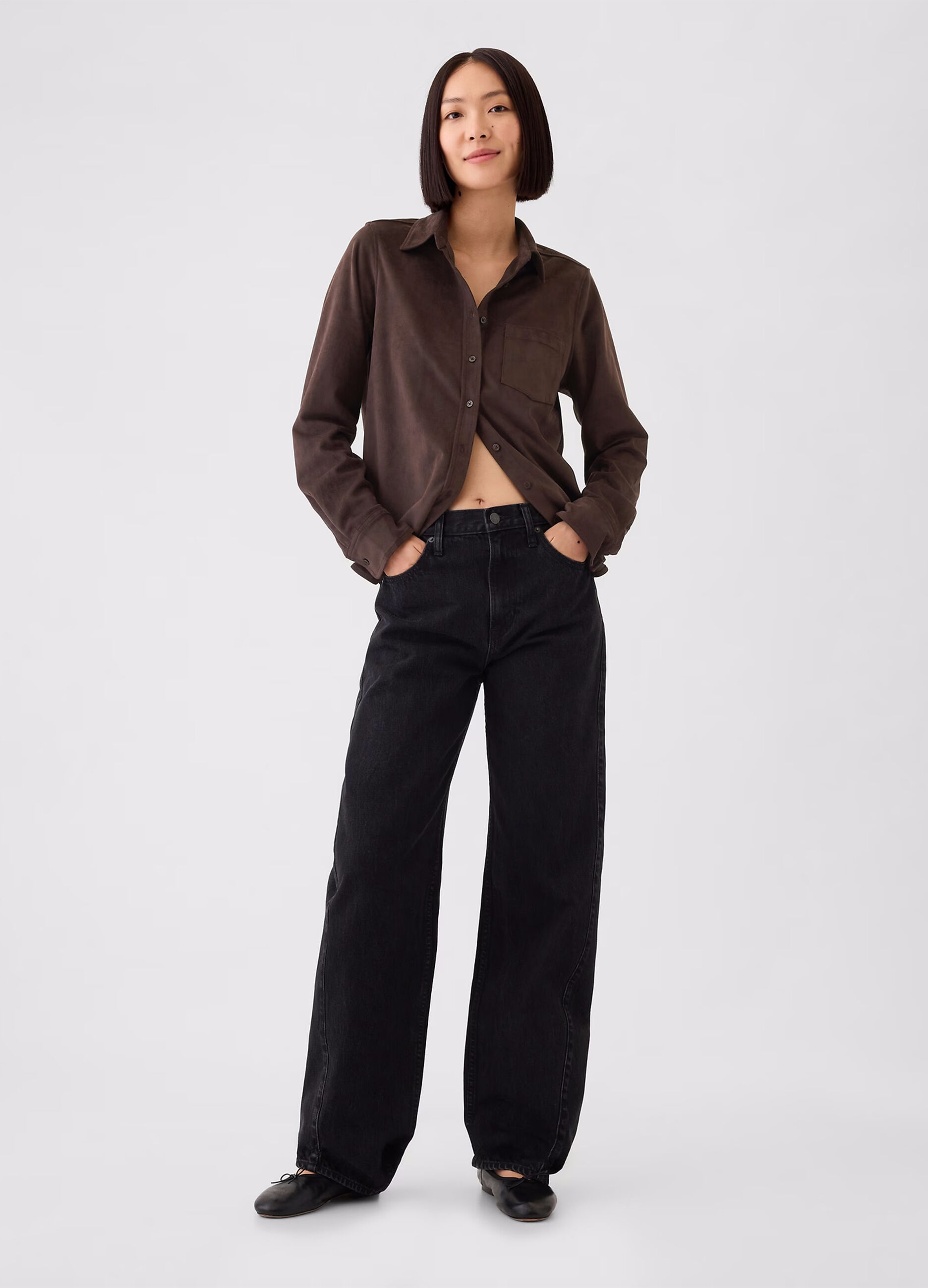 Camicia scamosciata con tasca_1