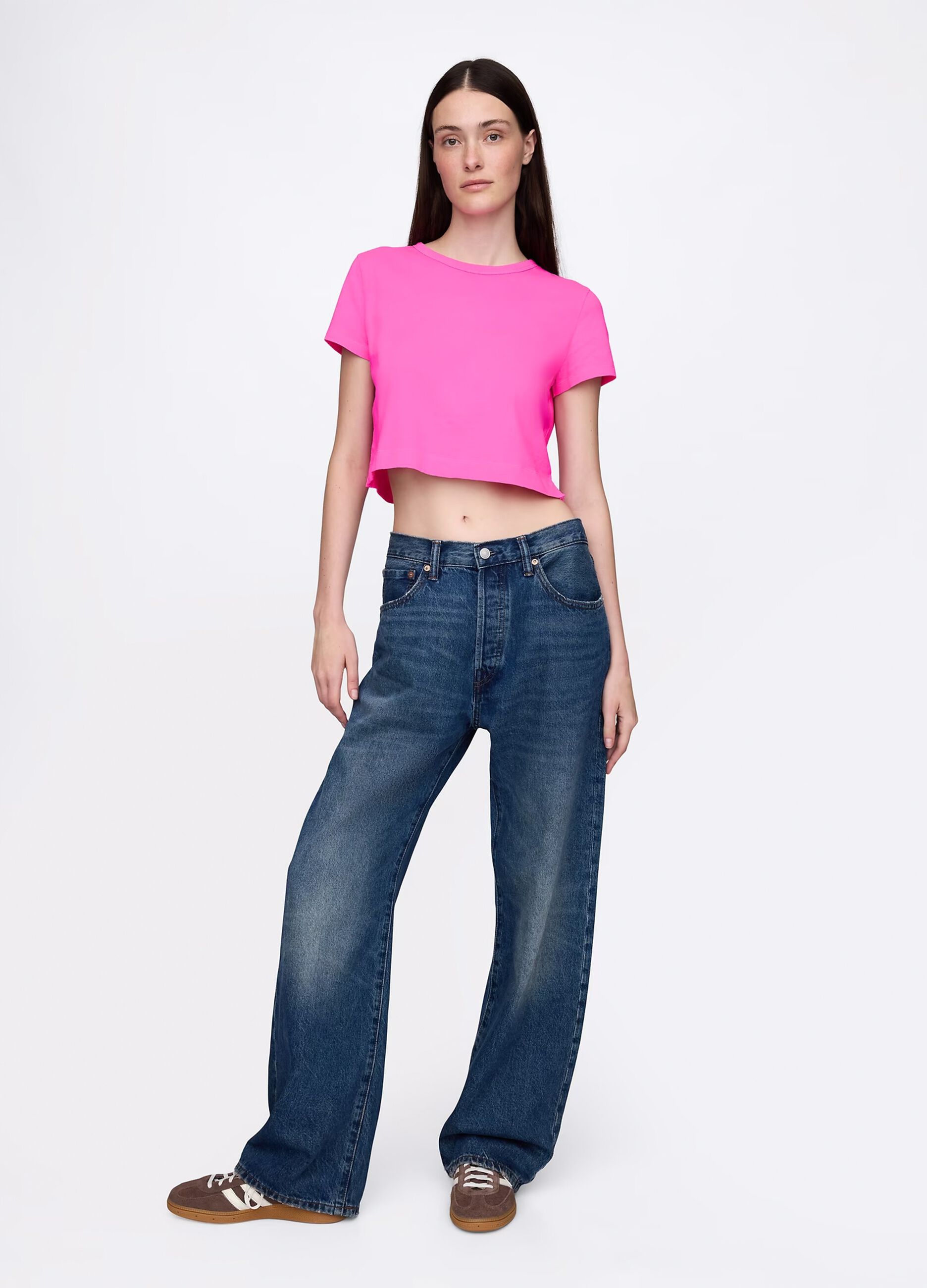 T-shirt cropped rosa in cotone_1