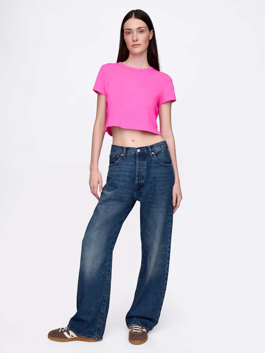 Pink Cropped T-shirt in Pure Cotton by Gap Woman_1