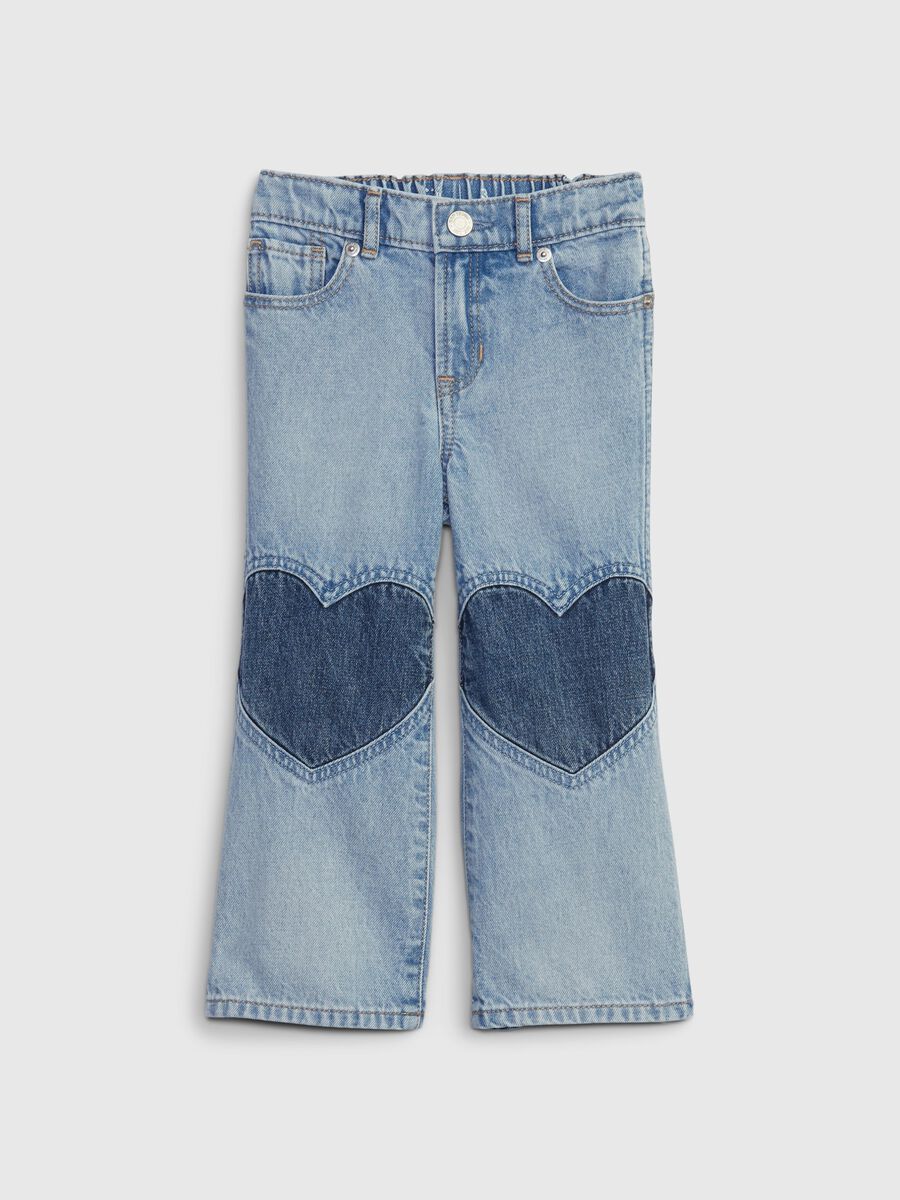 Wide-leg stride jeans with hearts embroidery Newborn Boy_2