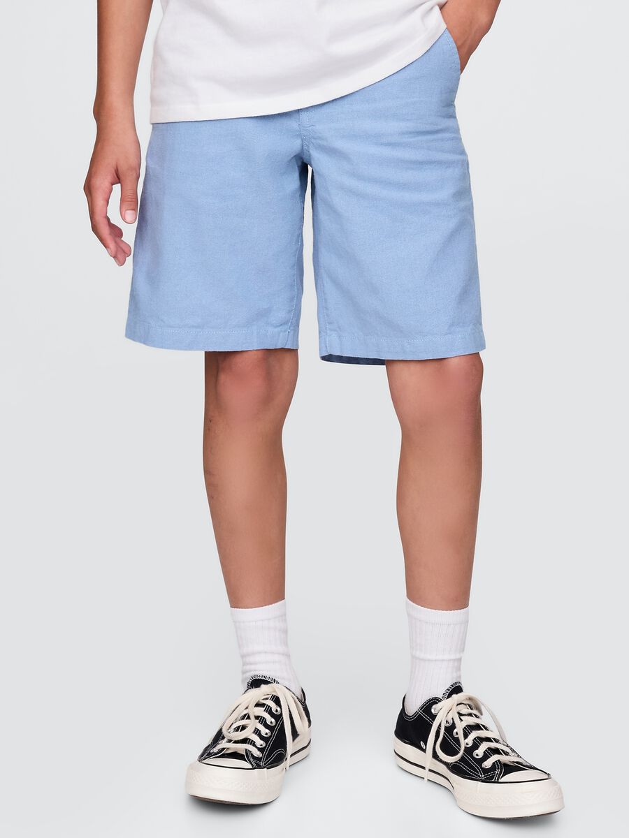 Shorts azzurri in lino e cotone per bambini Bambino_1