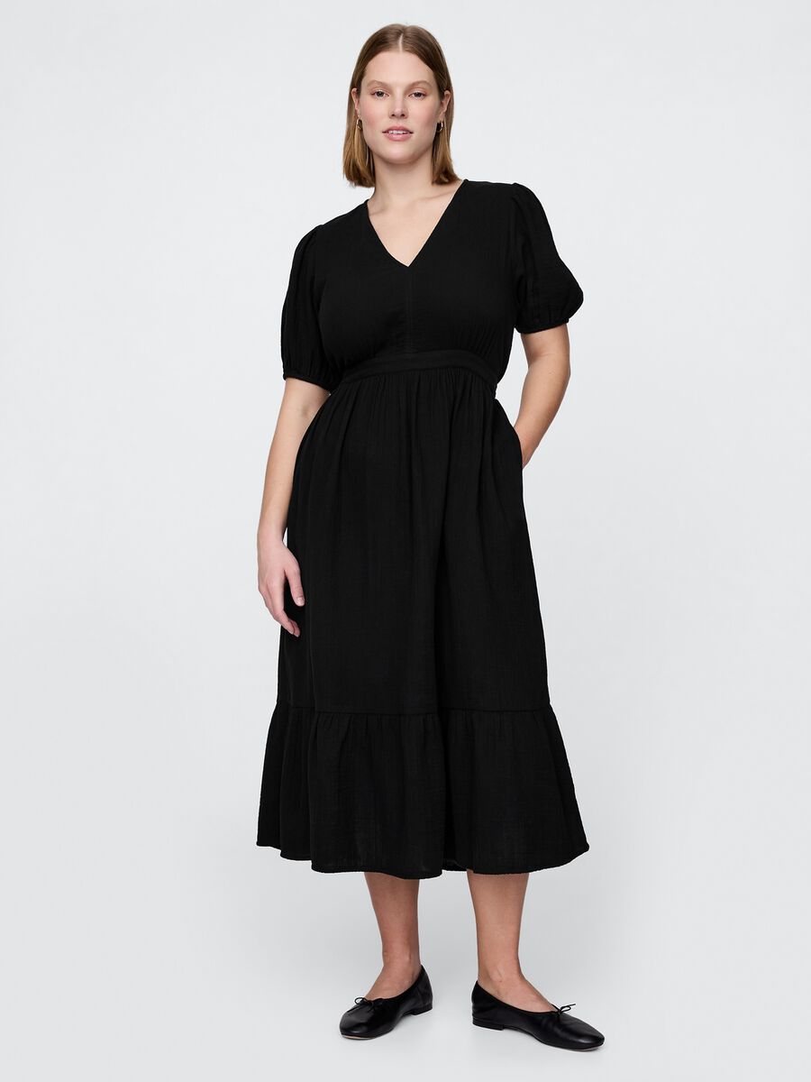Abito lungo nero con scollo a V e schiena aperta Donna_4