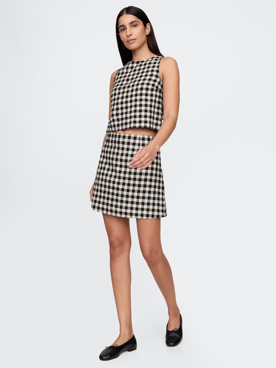 Sleeveless check top Woman_1