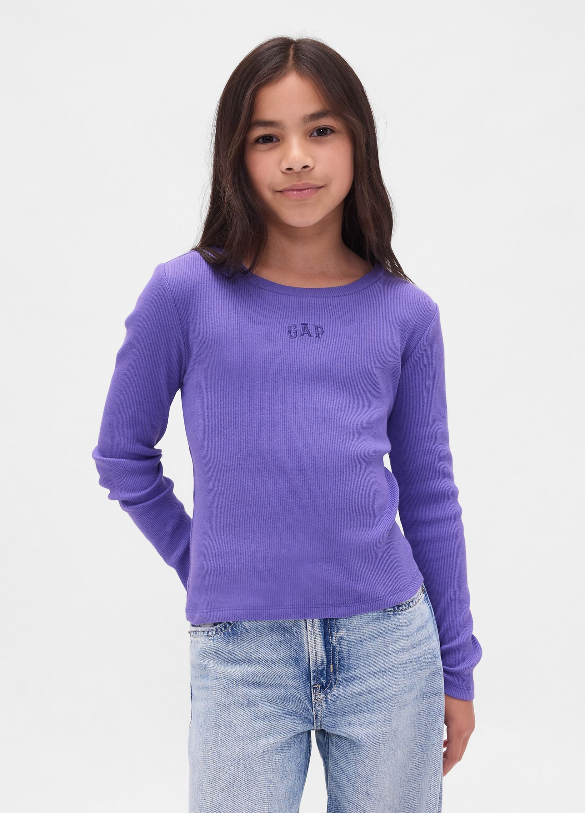 Purple Long-Sleeve Cotton T-Shirt