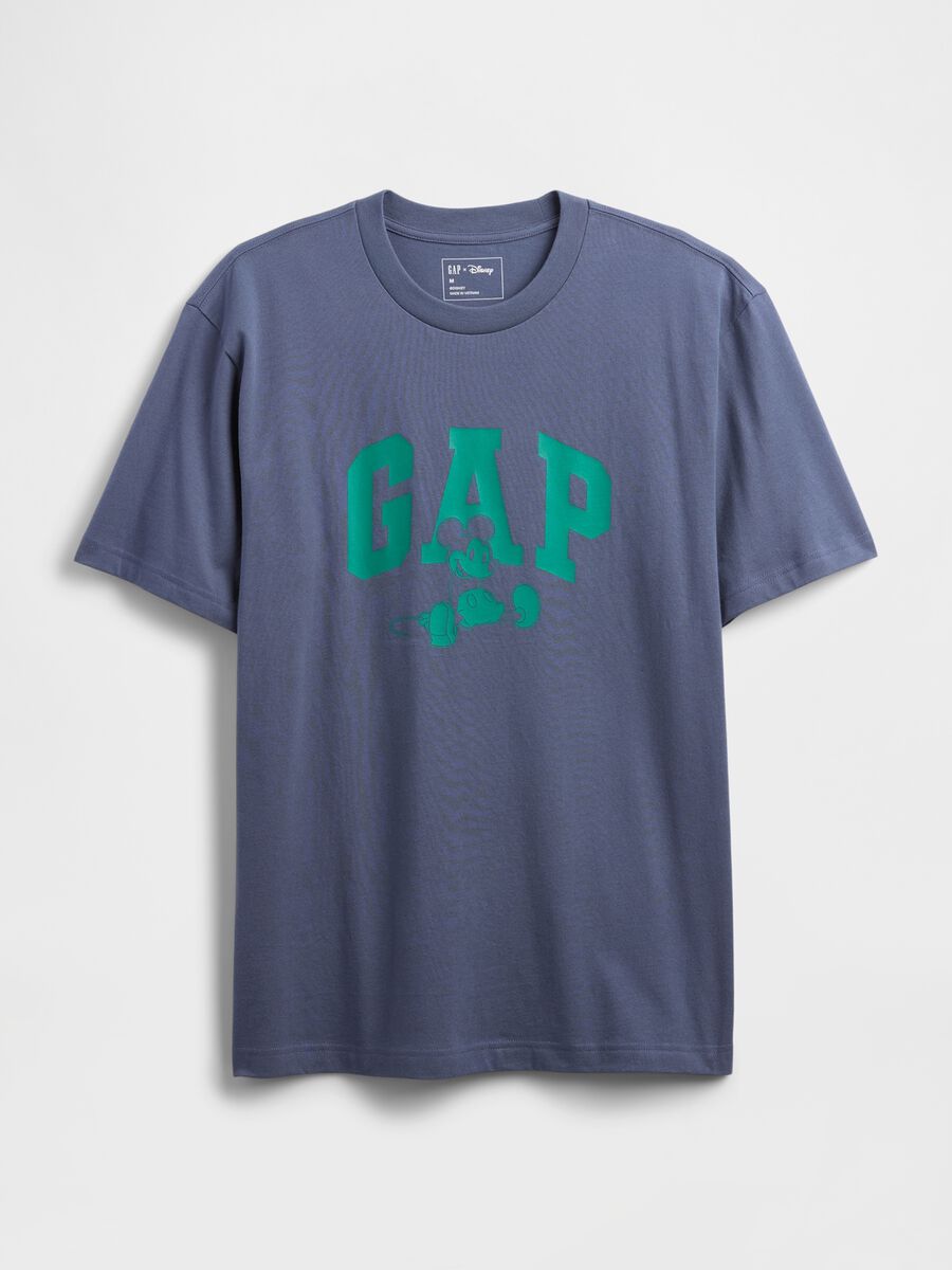 Short-sleeve blue cotton blend t-shirt Man_3