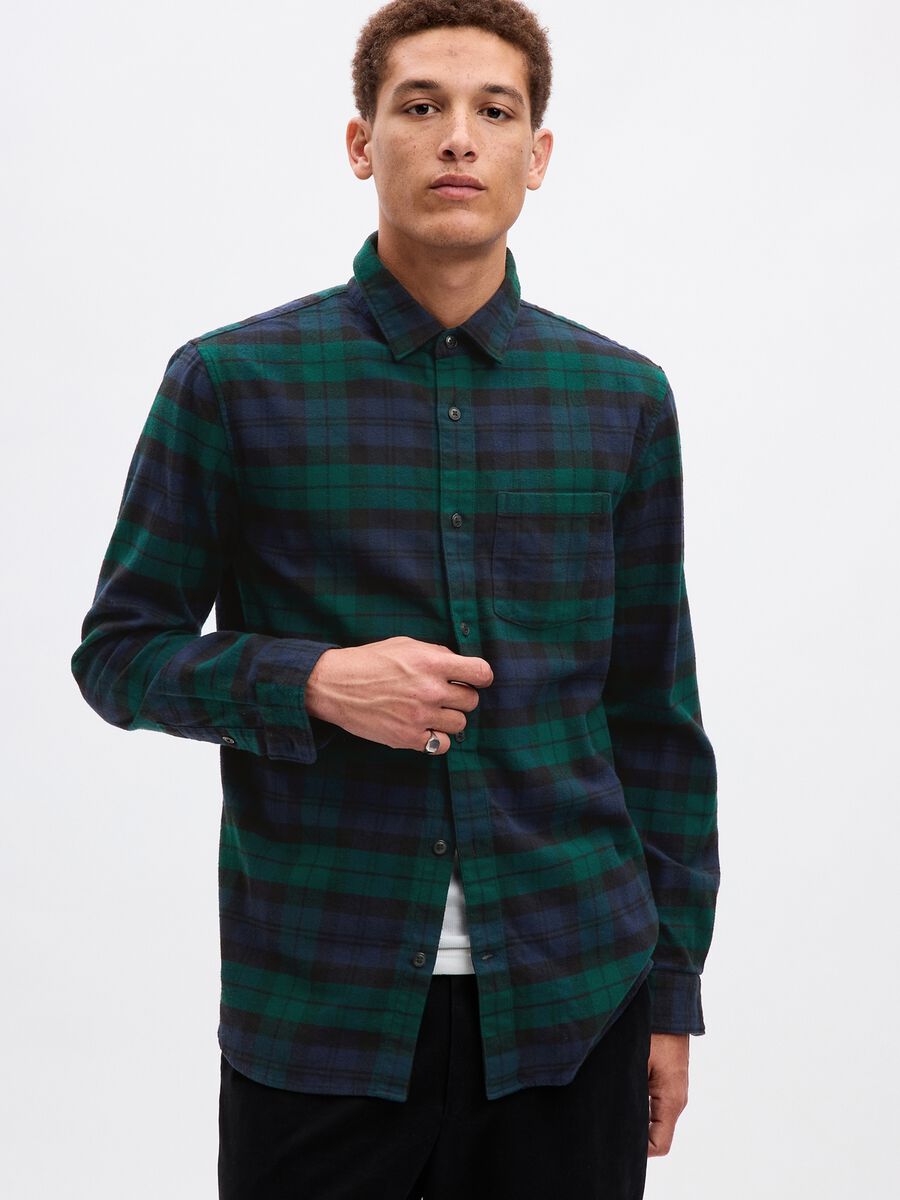 Camicia regular fit in flanella check Uomo_0