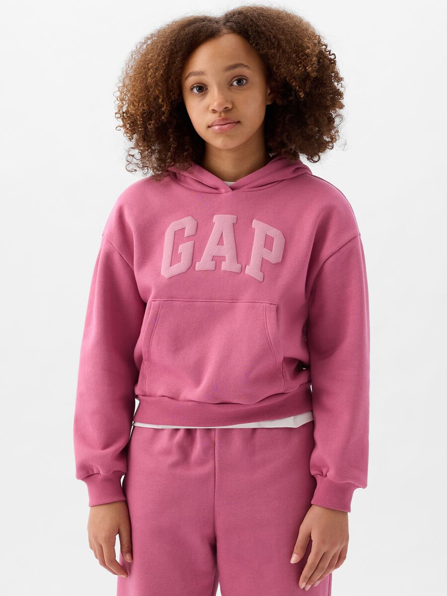 Sweatshirt with hood and logo print Girl_0