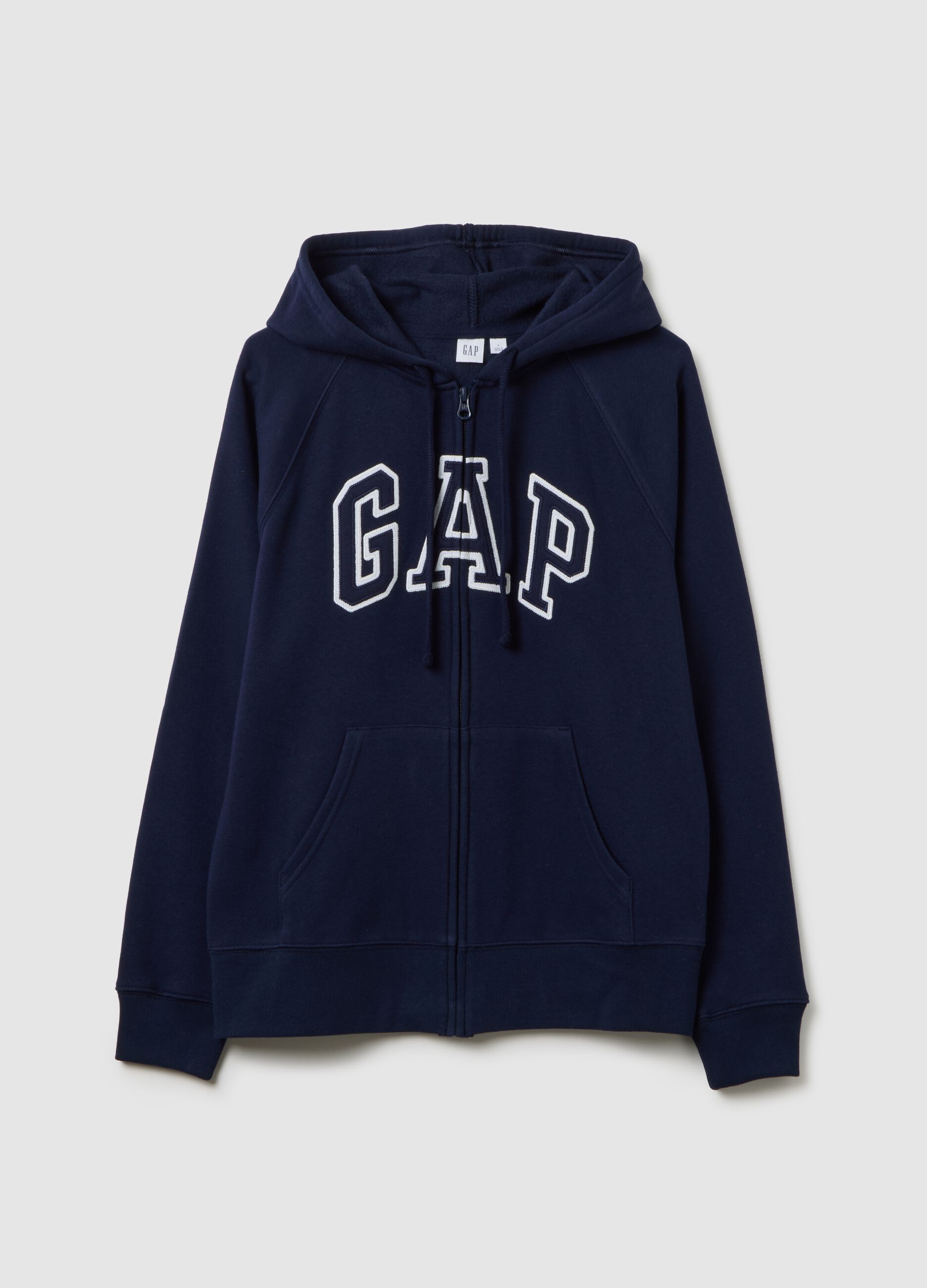 Full-zip sweatshirt with hood and logo embroidery_1