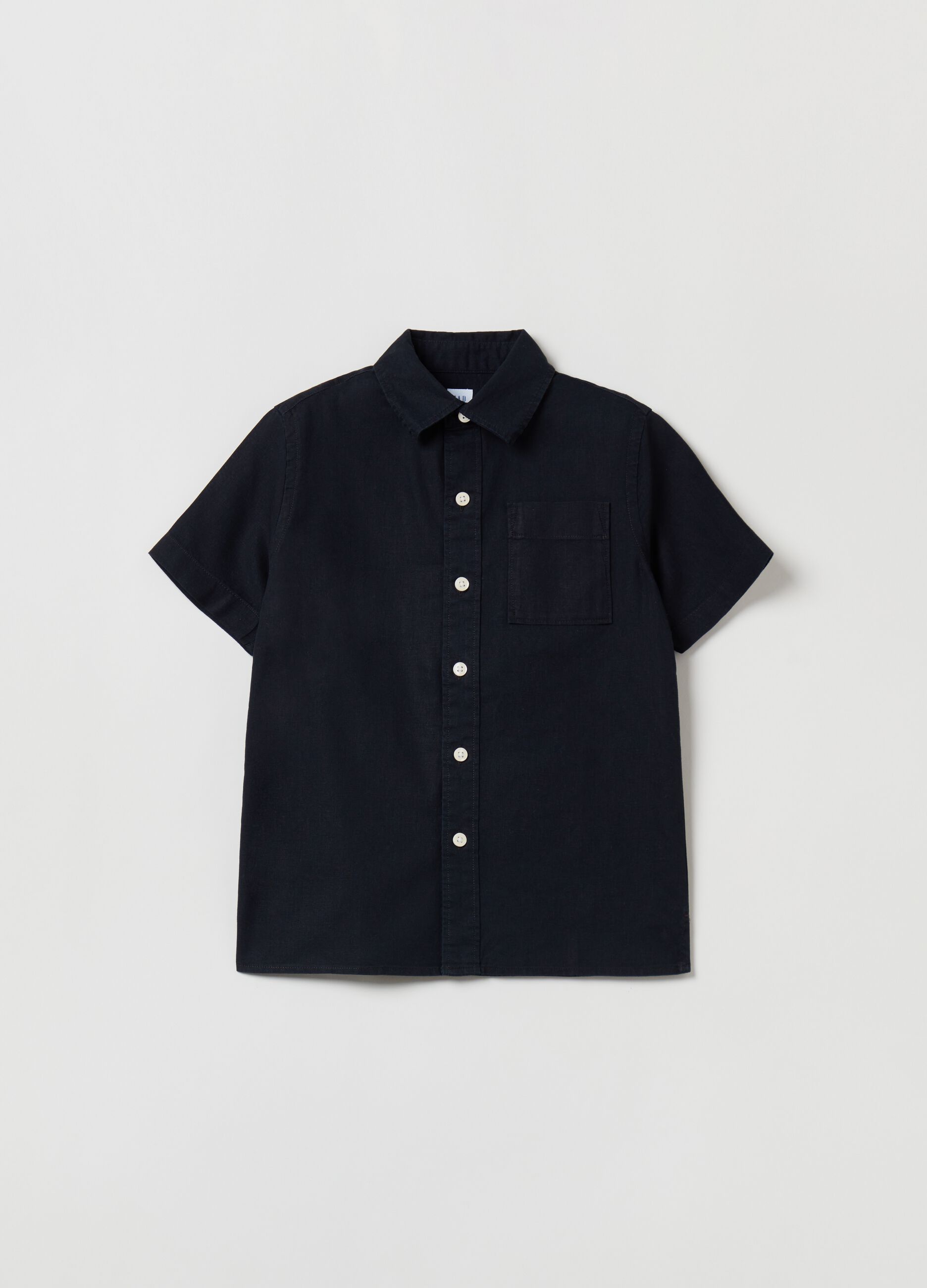 Linen and cotton shirt with short sleeves_1