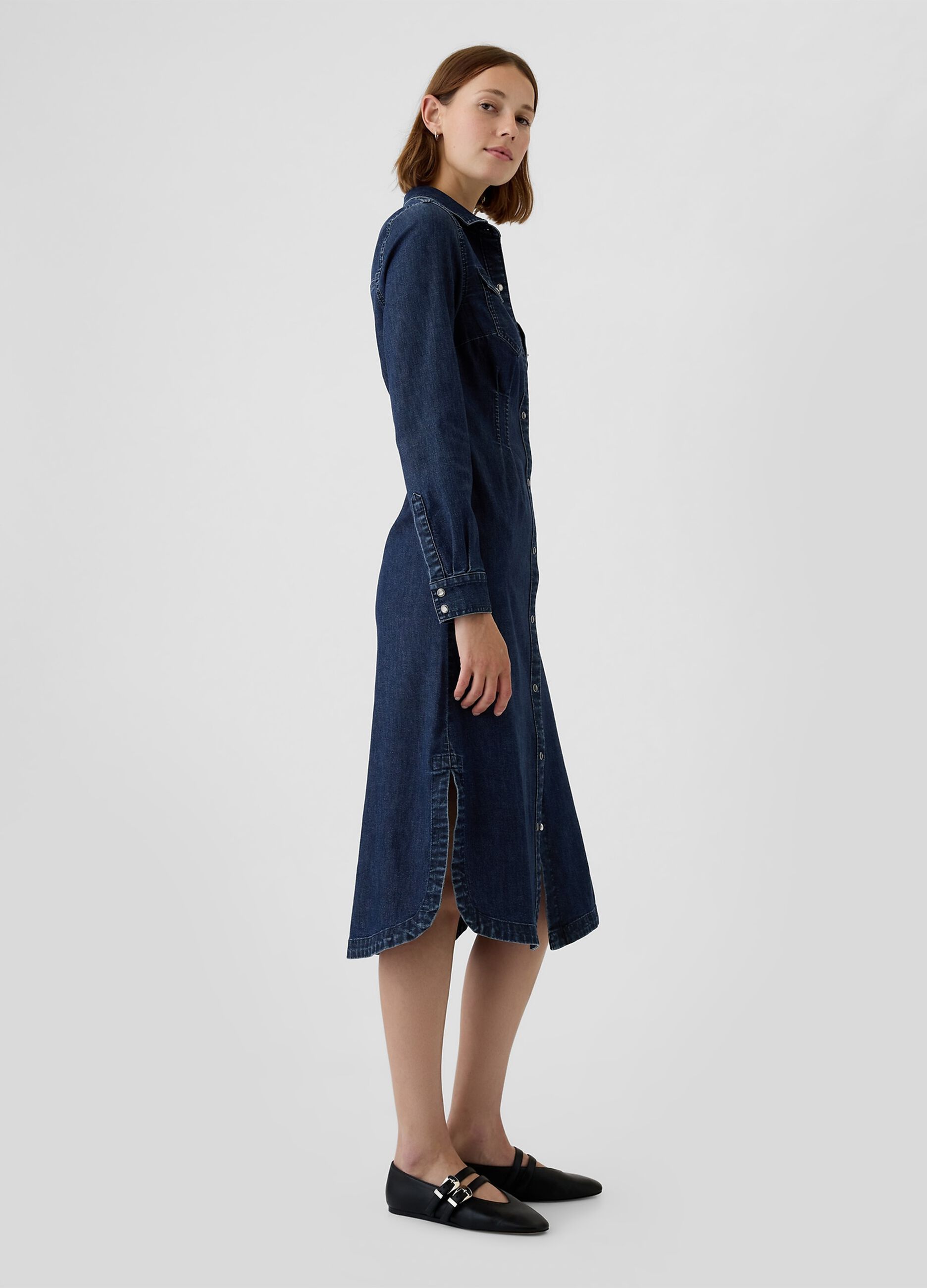 Vestito chemisier in denim con pinces_1