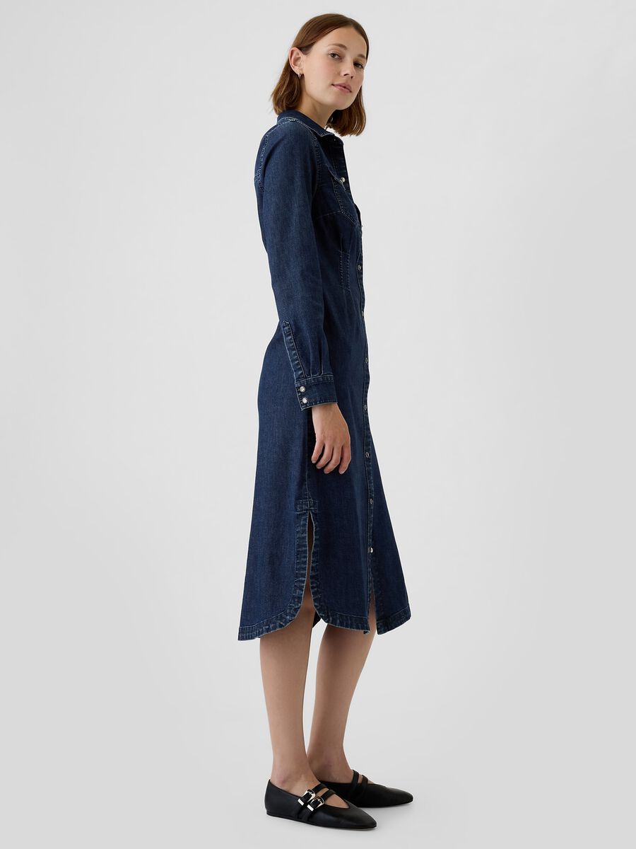 Vestito chemisier in denim con pinces Donna_1