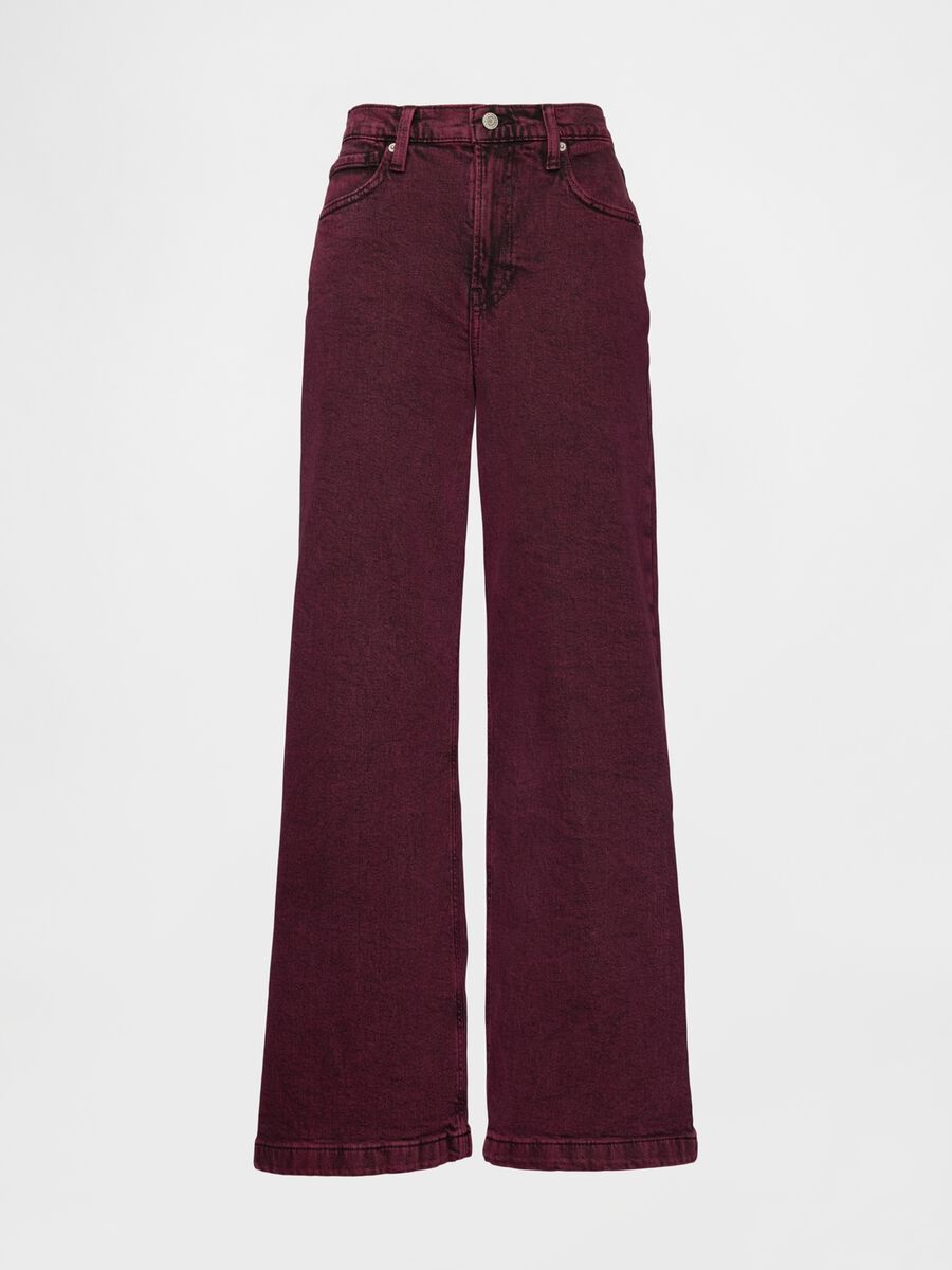 Pantaloni wide leg viola in cotone elasticizzato Donna_5