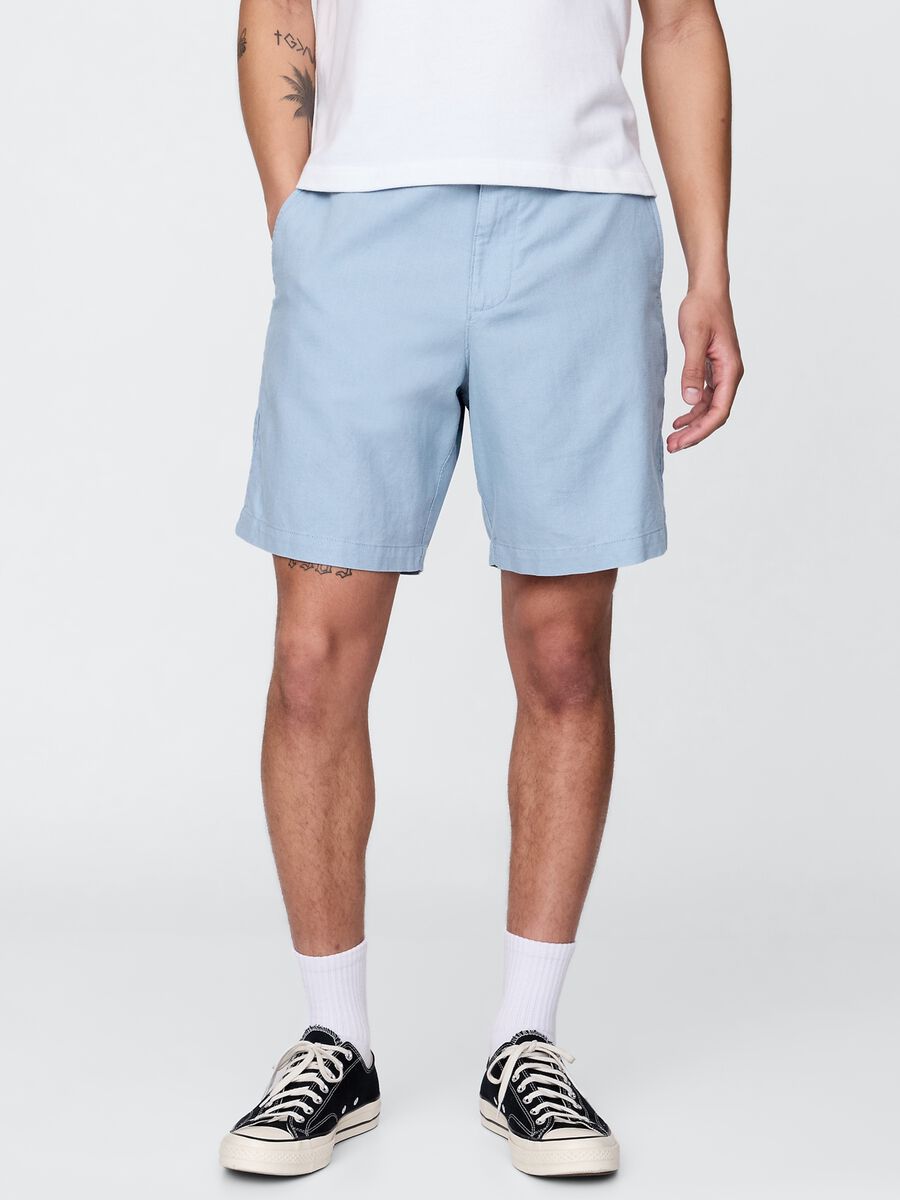 Shorts azzurri in lino e cotone Gap Uomo_3