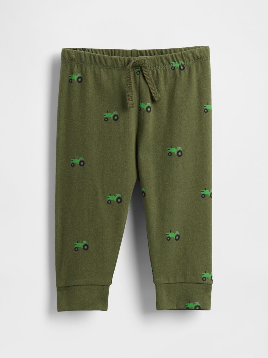 Pantaloni verde in cotone con stampa trattori Neonato_0