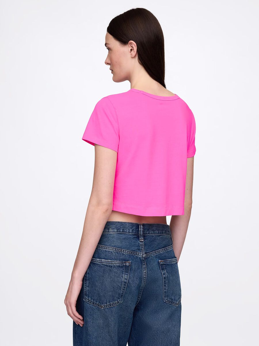 Pink Cropped T-shirt in Pure Cotton by Gap Woman_2