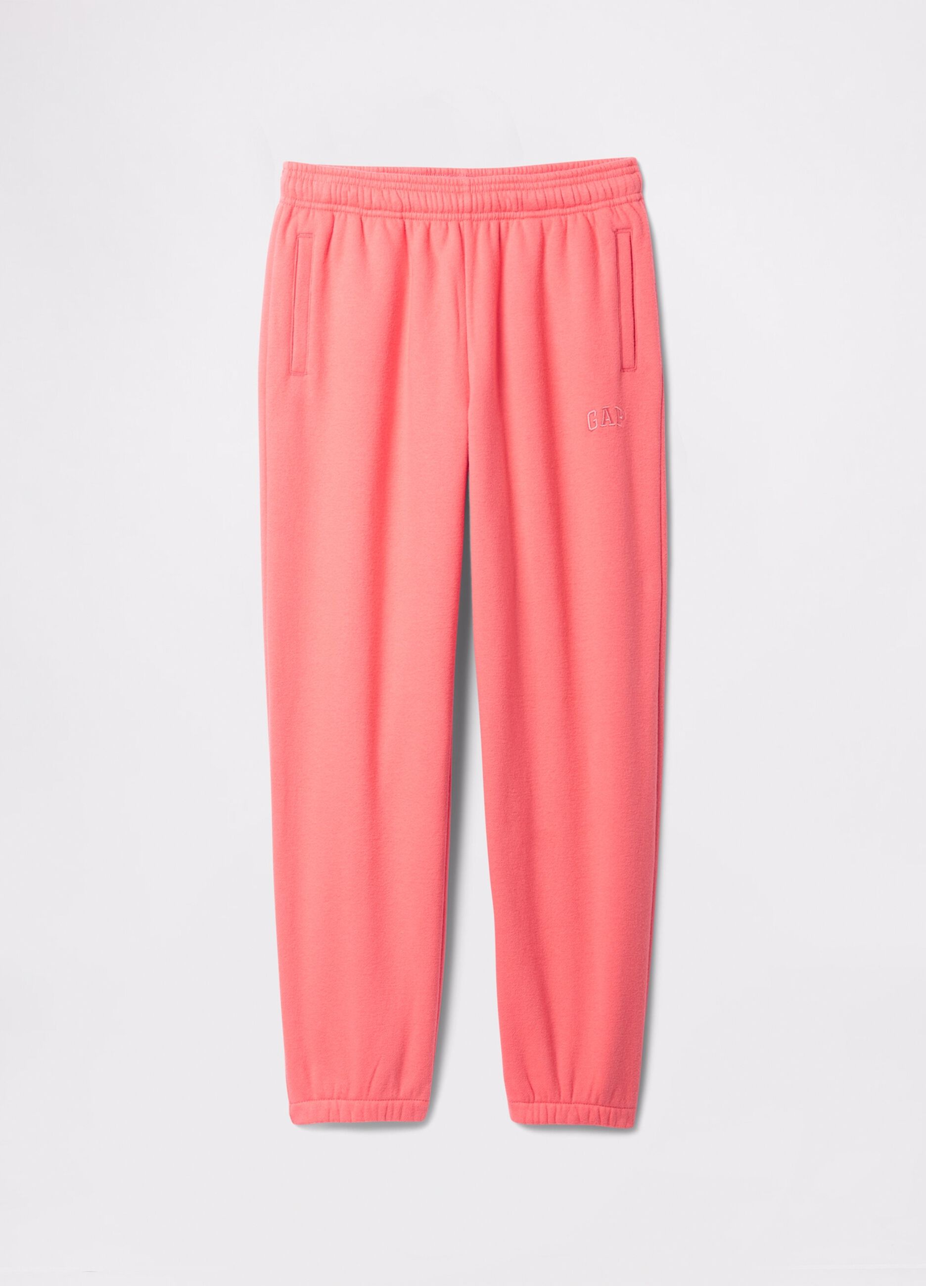 Joggers rosa con profili elasticati e ricamo logo_3