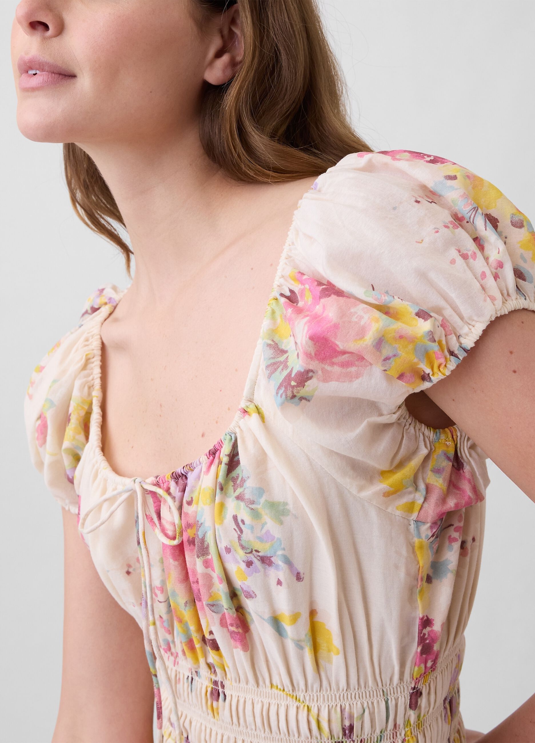 Abito midi in puro cotone a fiori