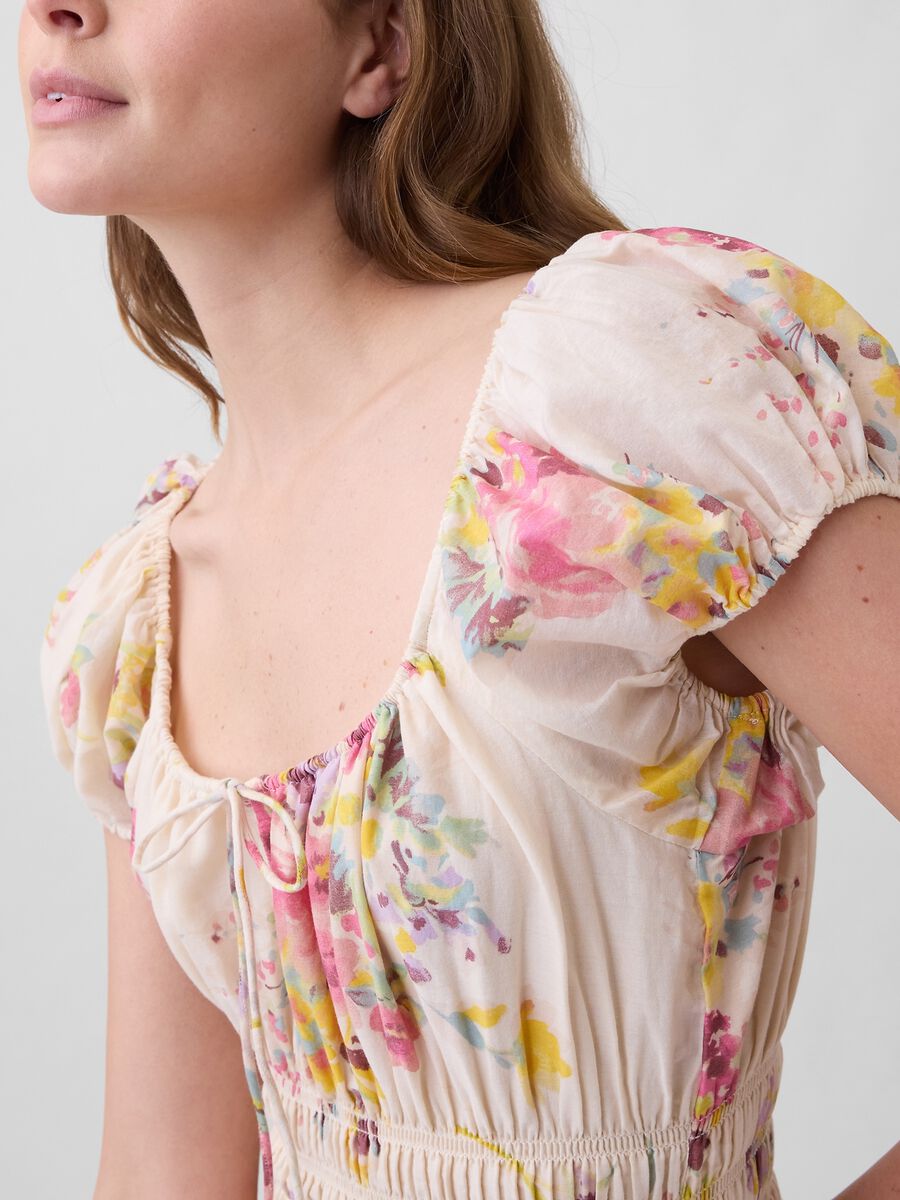 Abito midi in puro cotone a fiori Donna_3