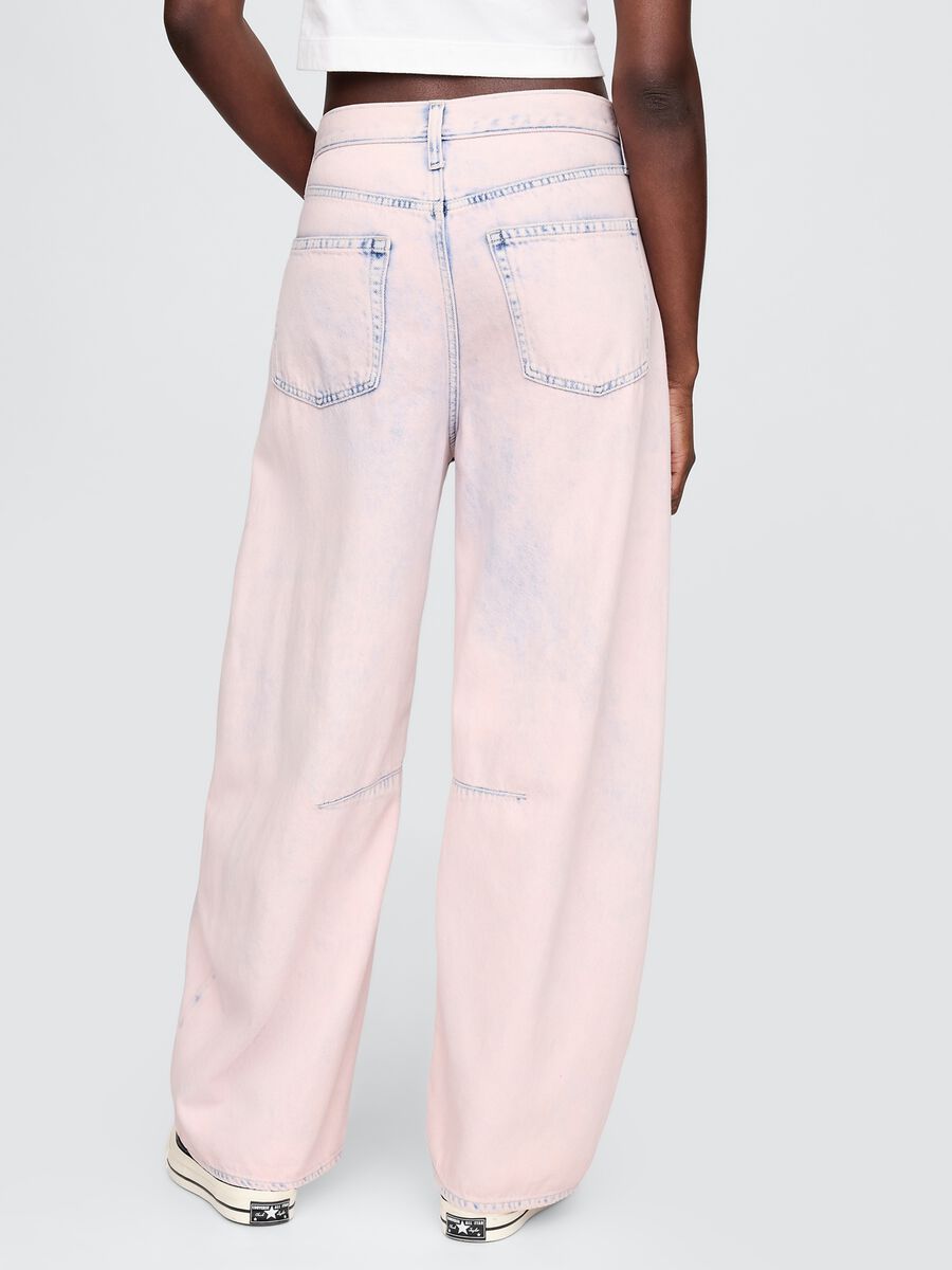 Pantaloni larghi rosa sfumato effetto denim Donna_2
