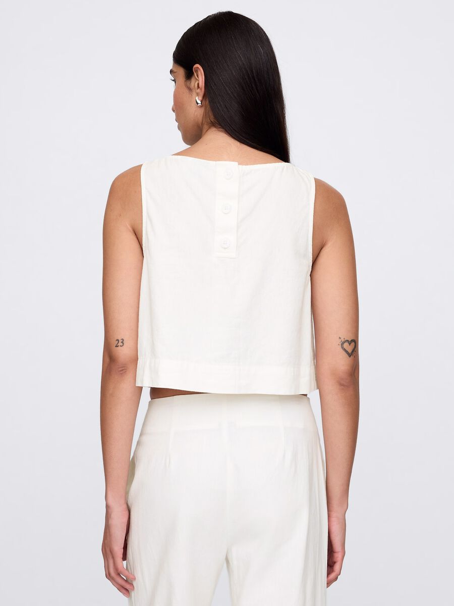 Top senza maniche in misto lino e viscosa Gap Donna_2