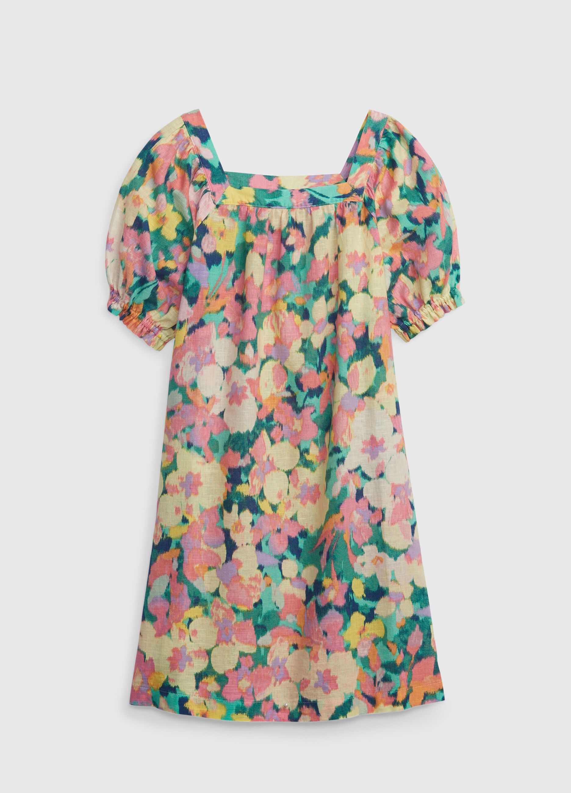 Floral dress in linen and cotton