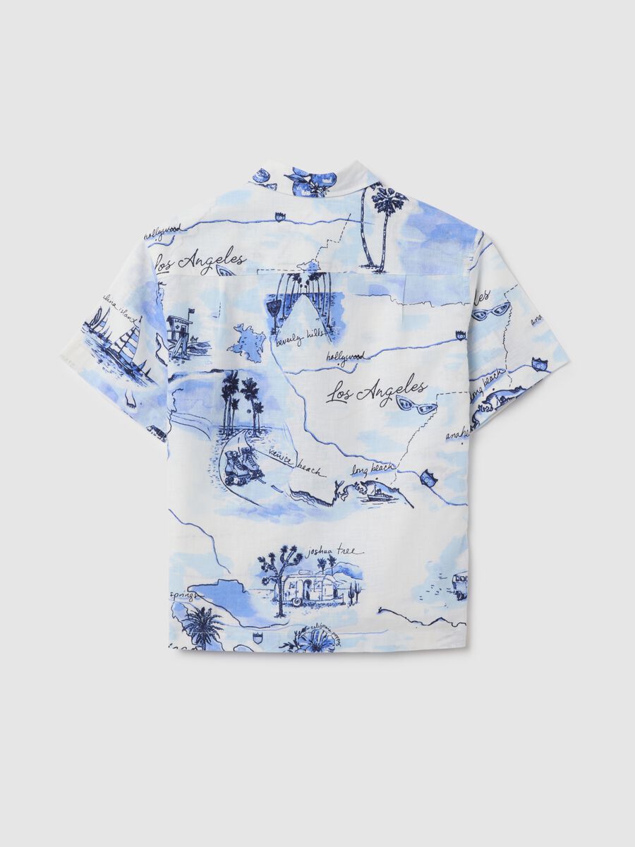 Camicia a tema Los Angeles in Bianco e Azzurro Boy_1