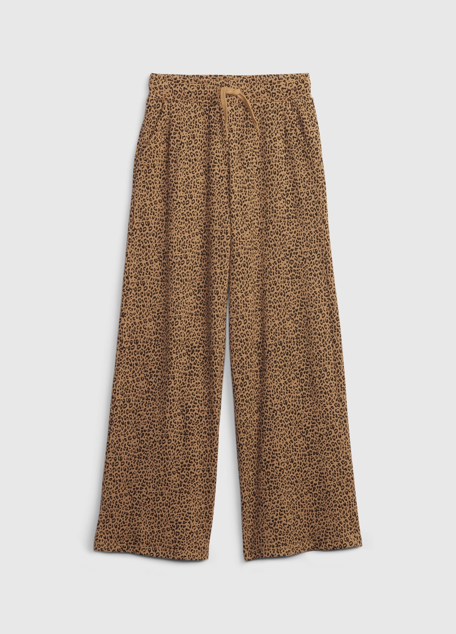 Wide leg trousers with waffle weave