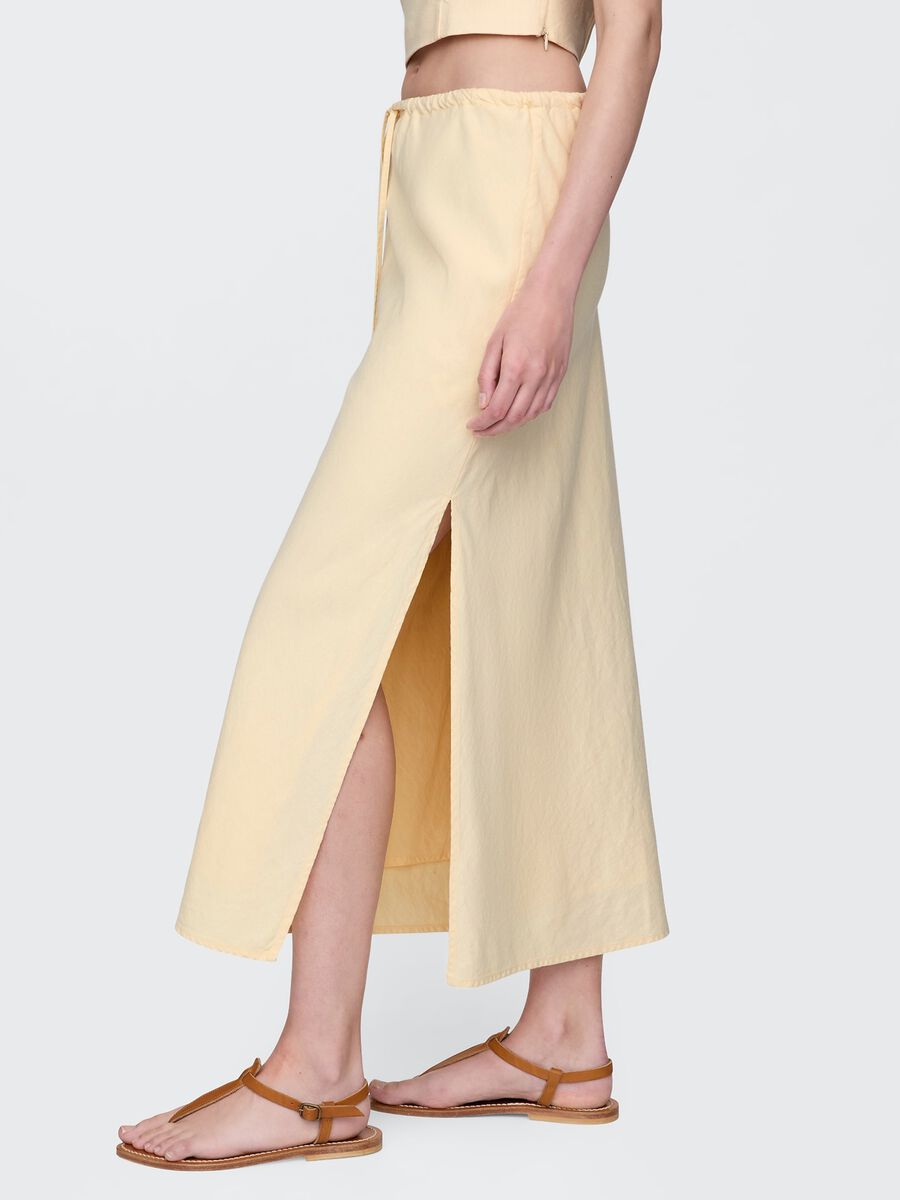 Long beige skirt in linen and viscose Woman_2