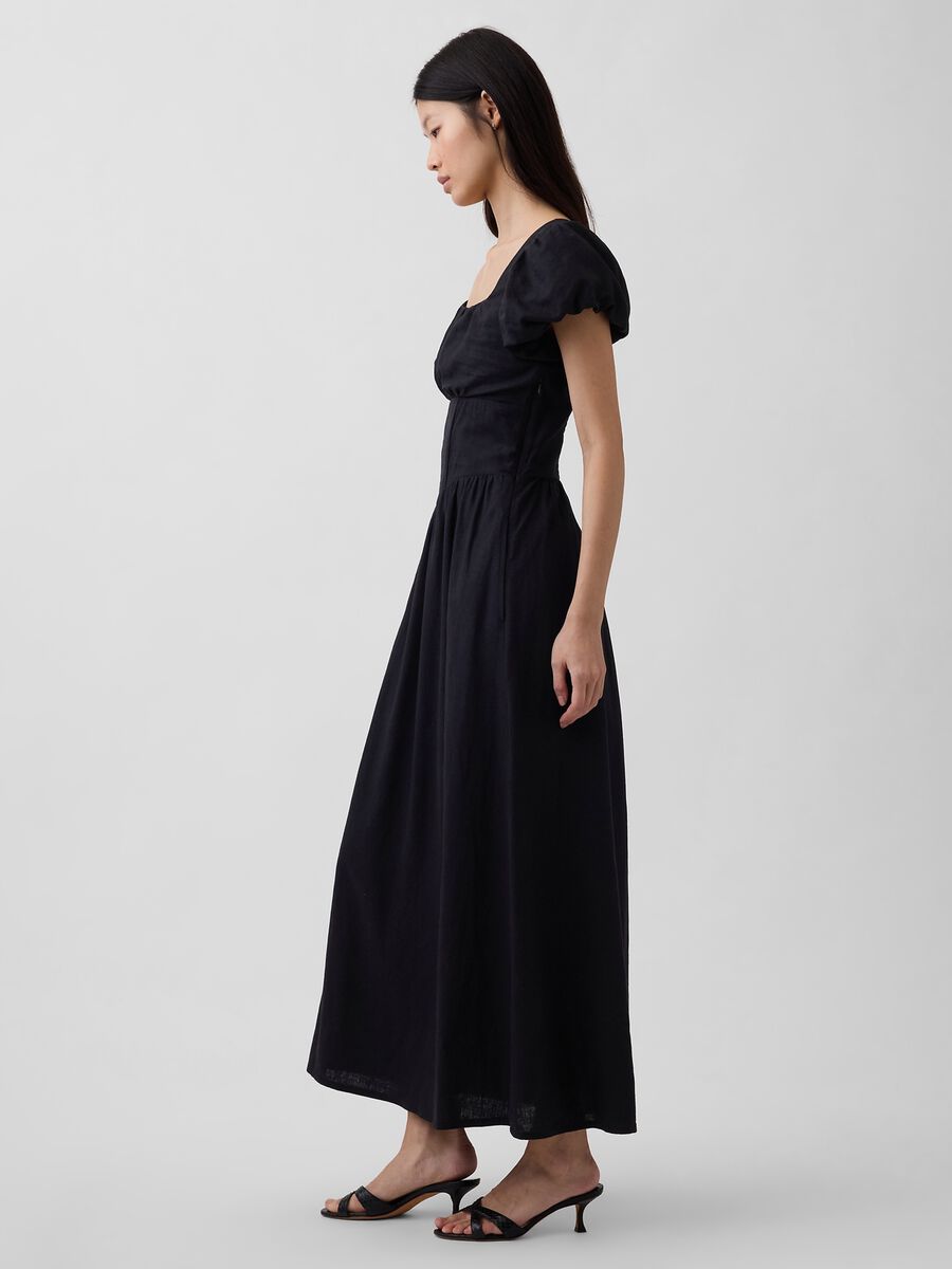 Abito lungo in misto lino Donna_2