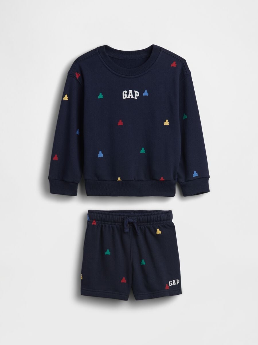 Set felpa e shorts in misto cotone con logo GAP Bimbo_1