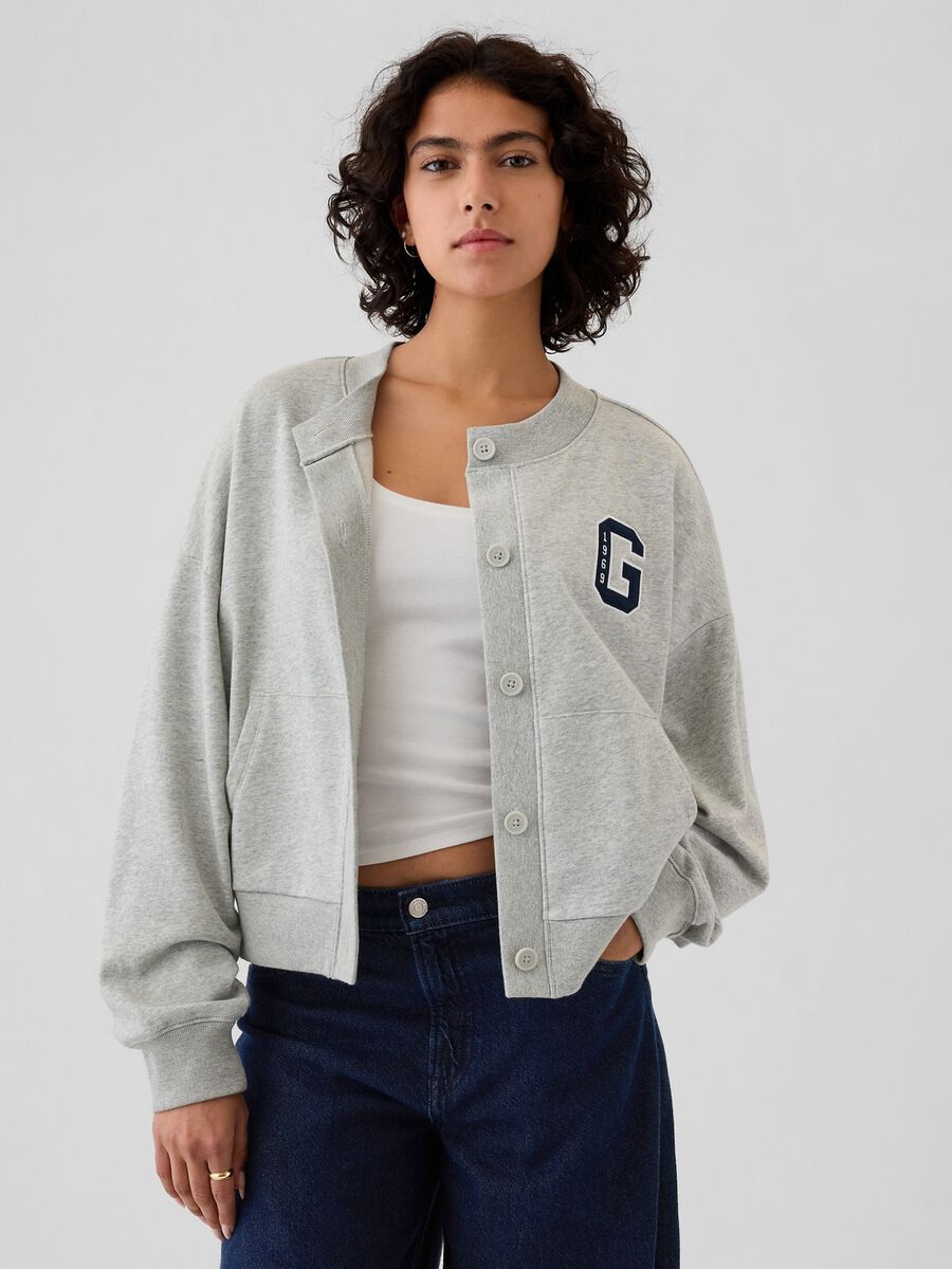 Felpa over con bottoni ricamo logo Donna_0