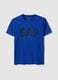 T-shirt blu a maniche corte in puro cotone regular fit con logo_0