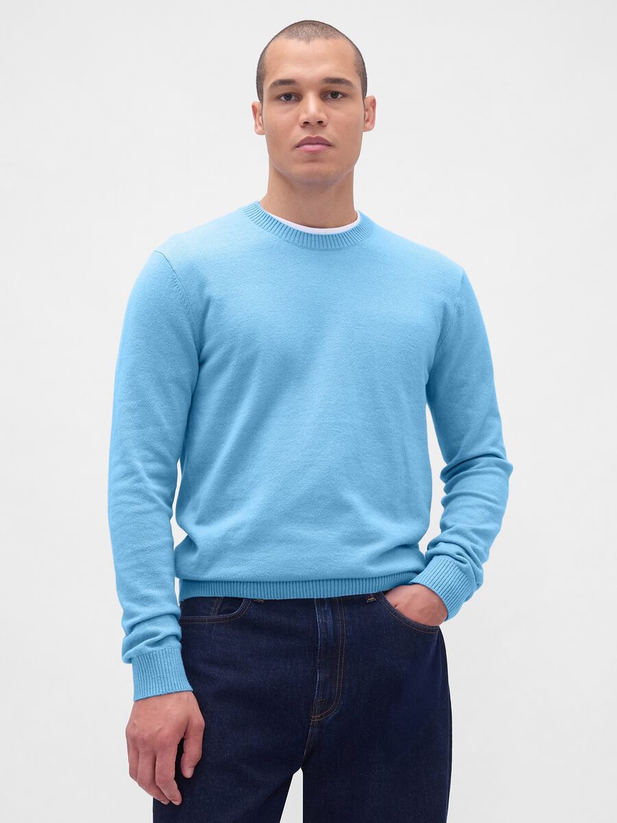 Maglione azzurro in cotone misto Uomo_1