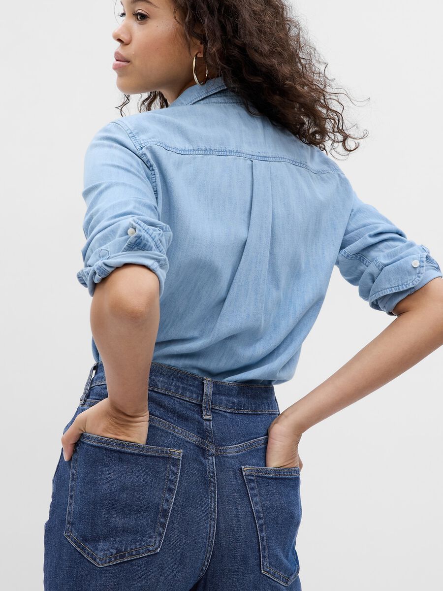 Camicia in denim con tasca Donna_2