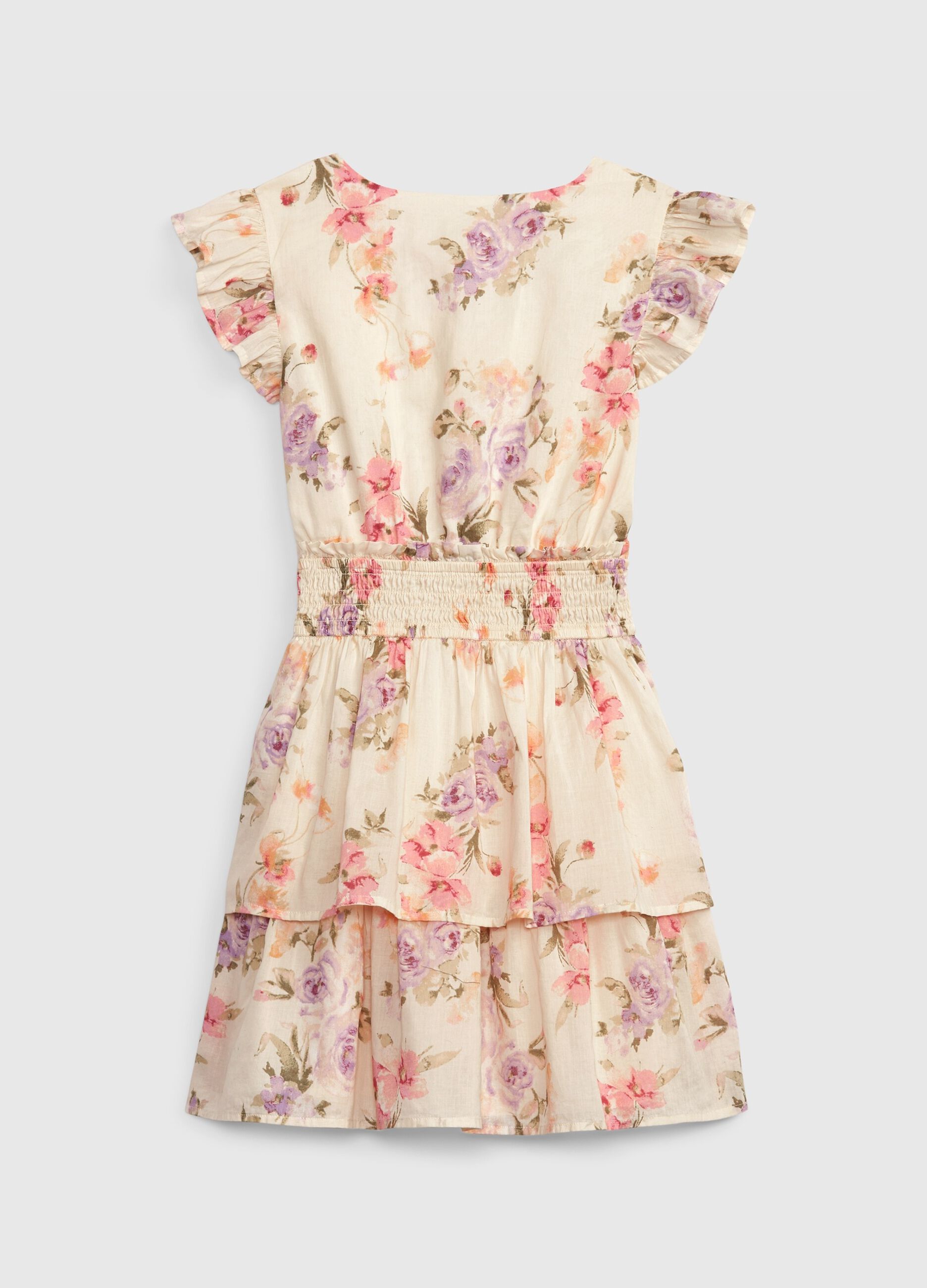 LoveShackFancy floral dress in cotton with flounce_3